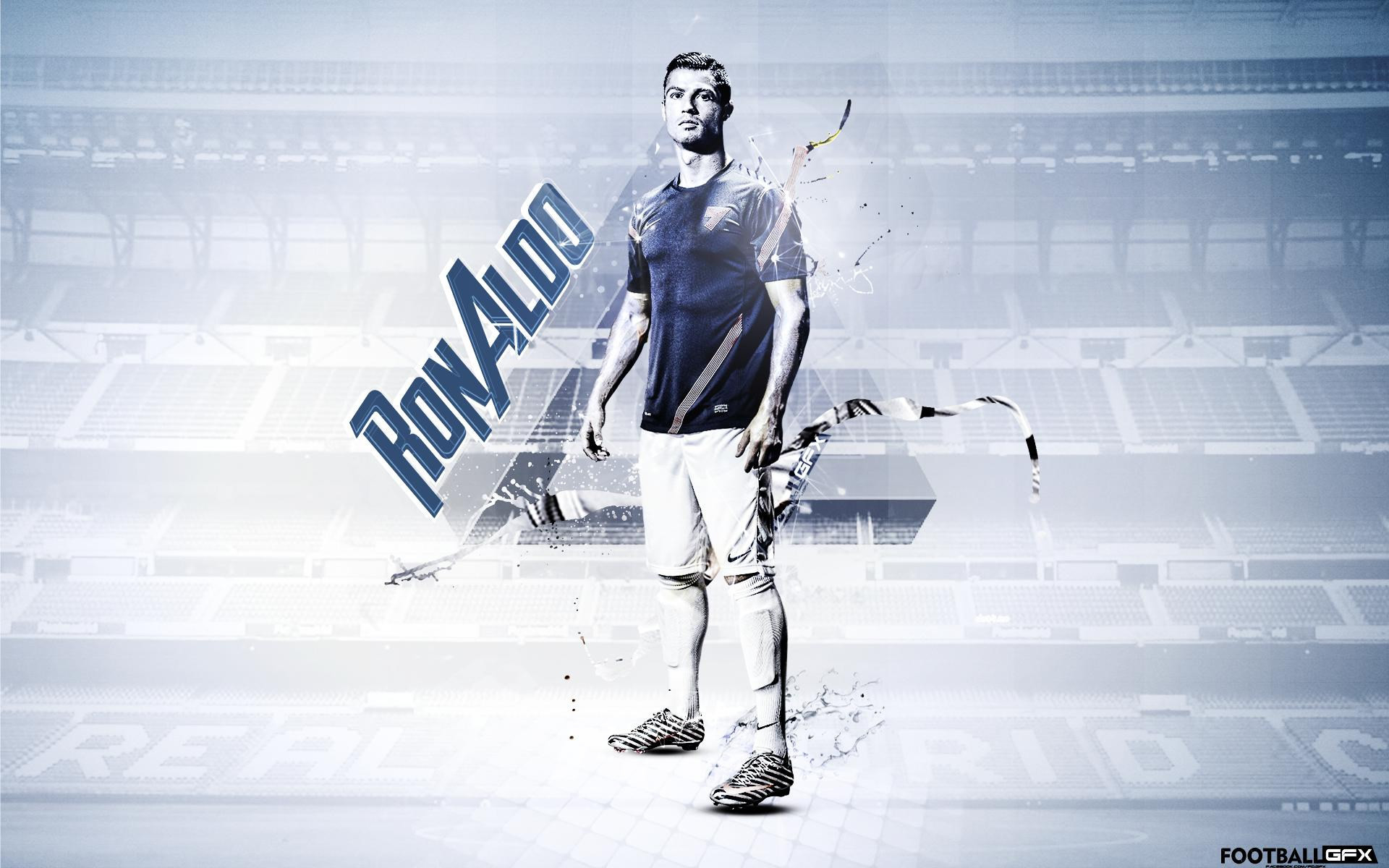 Cristiano Ronaldo, Stadio, Arte digitale, Azzurro, 16:10 Full HD, sfondo widescreen