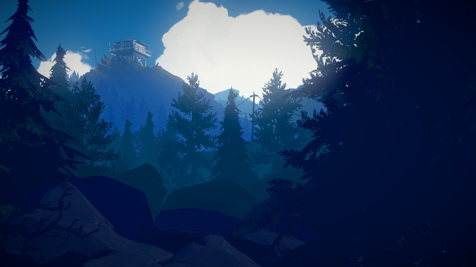 Firewatch, Torre di avvistamento, Foresta, Notte, Full HD, wallpaper per portatile