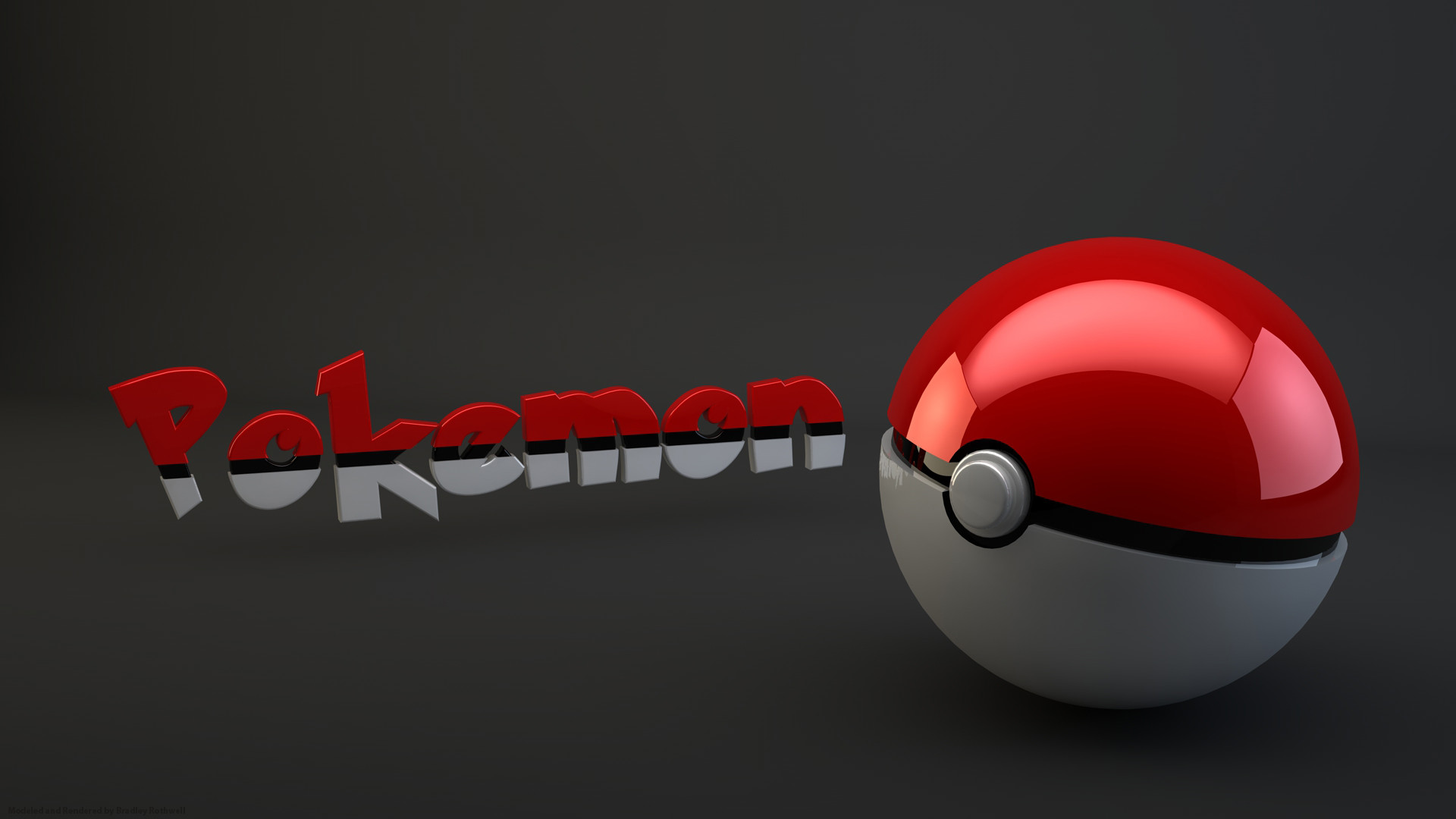 Poké Ball, Logo Pokémon, Pokémon, 3D, Sfondo grigio, 16:9 Full HD, wallpaper widescreen