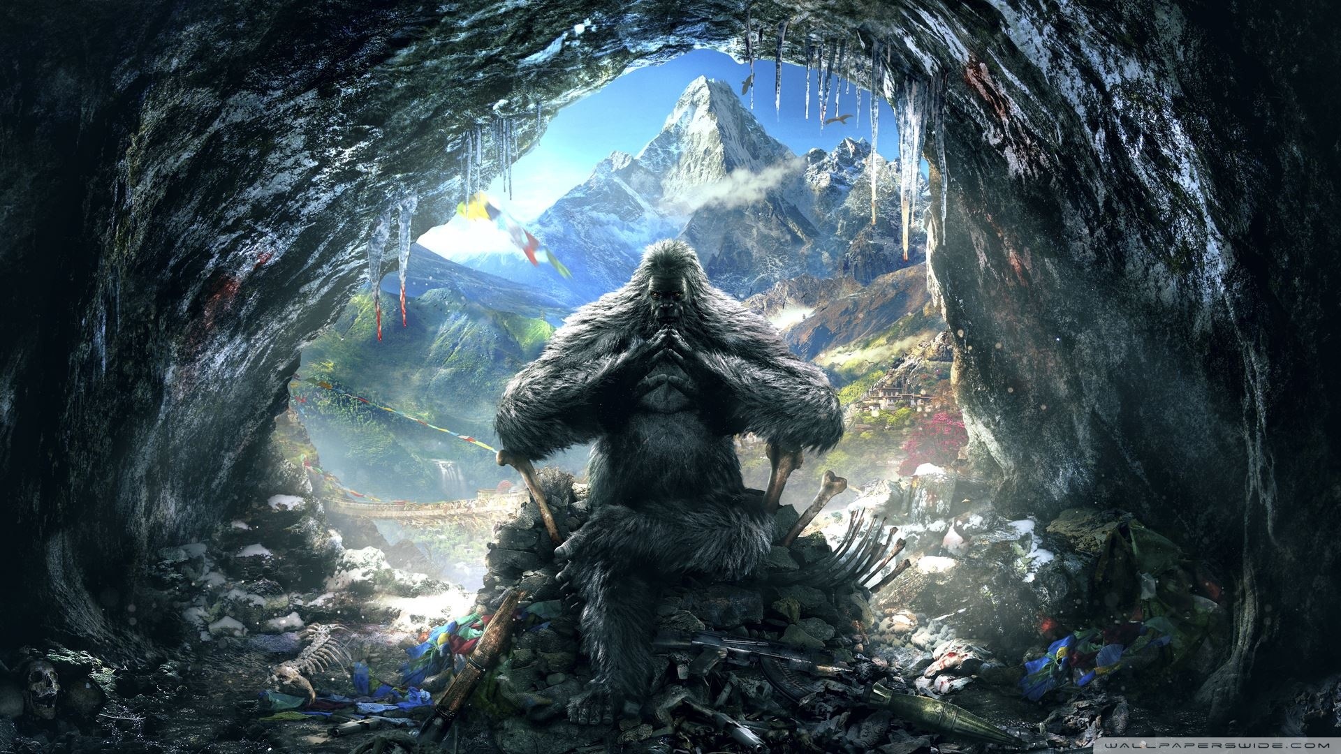 Far Cry 4, Yeti, Grotta, Himalaya, Full HD, sfondo per PC e portatile