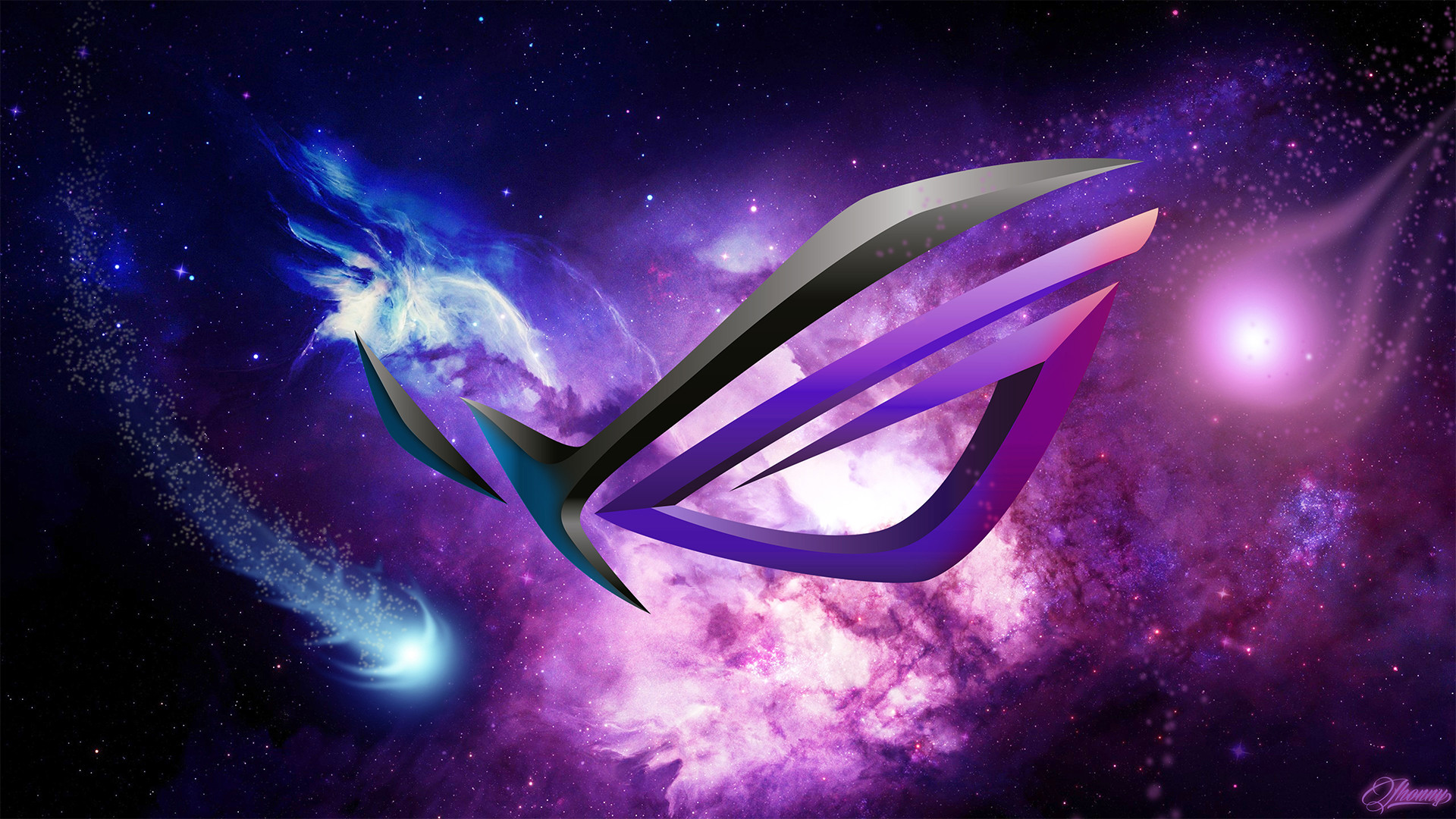 Logo ROG, ASUS ROG, Galassia, Viola, Full HD, sfondo desktop