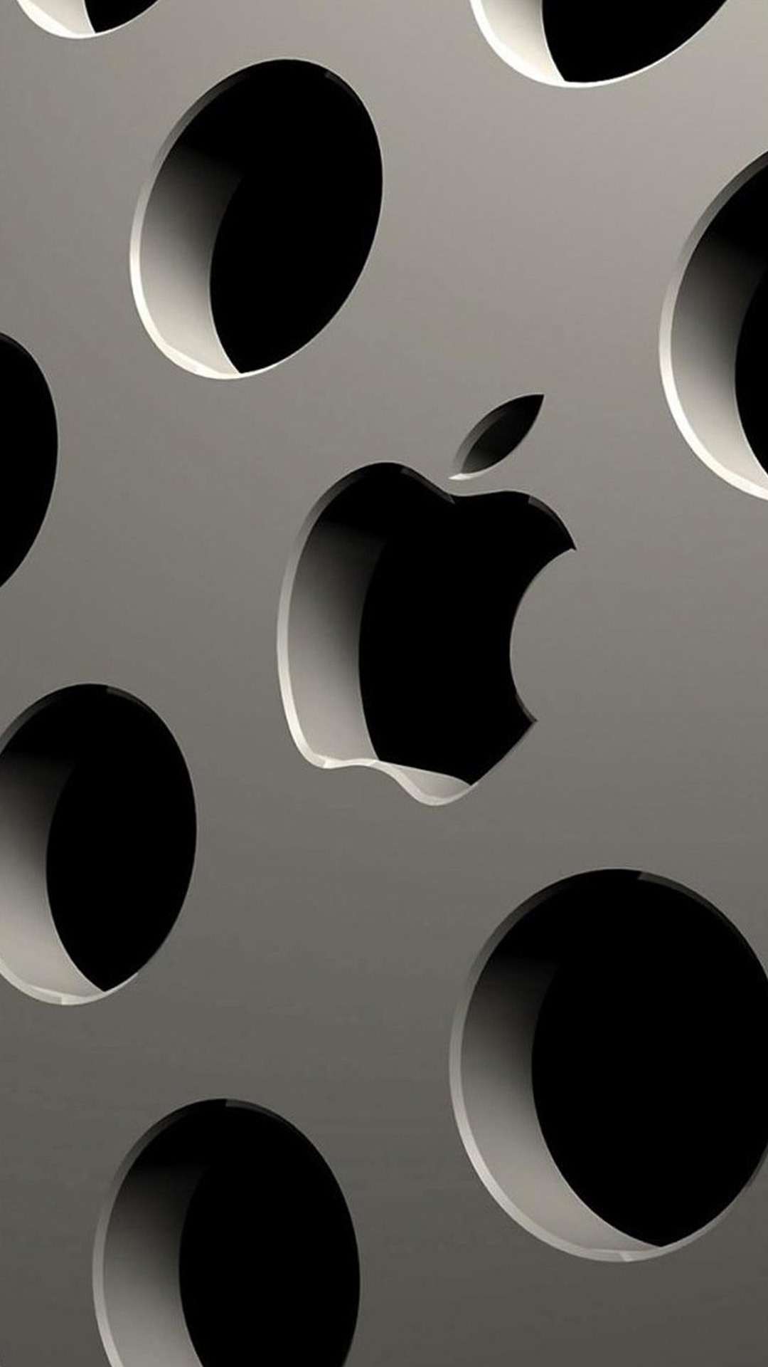 Logo Apple, Fori, Metallo, 3D, sfondo iPhone 6 Plus
