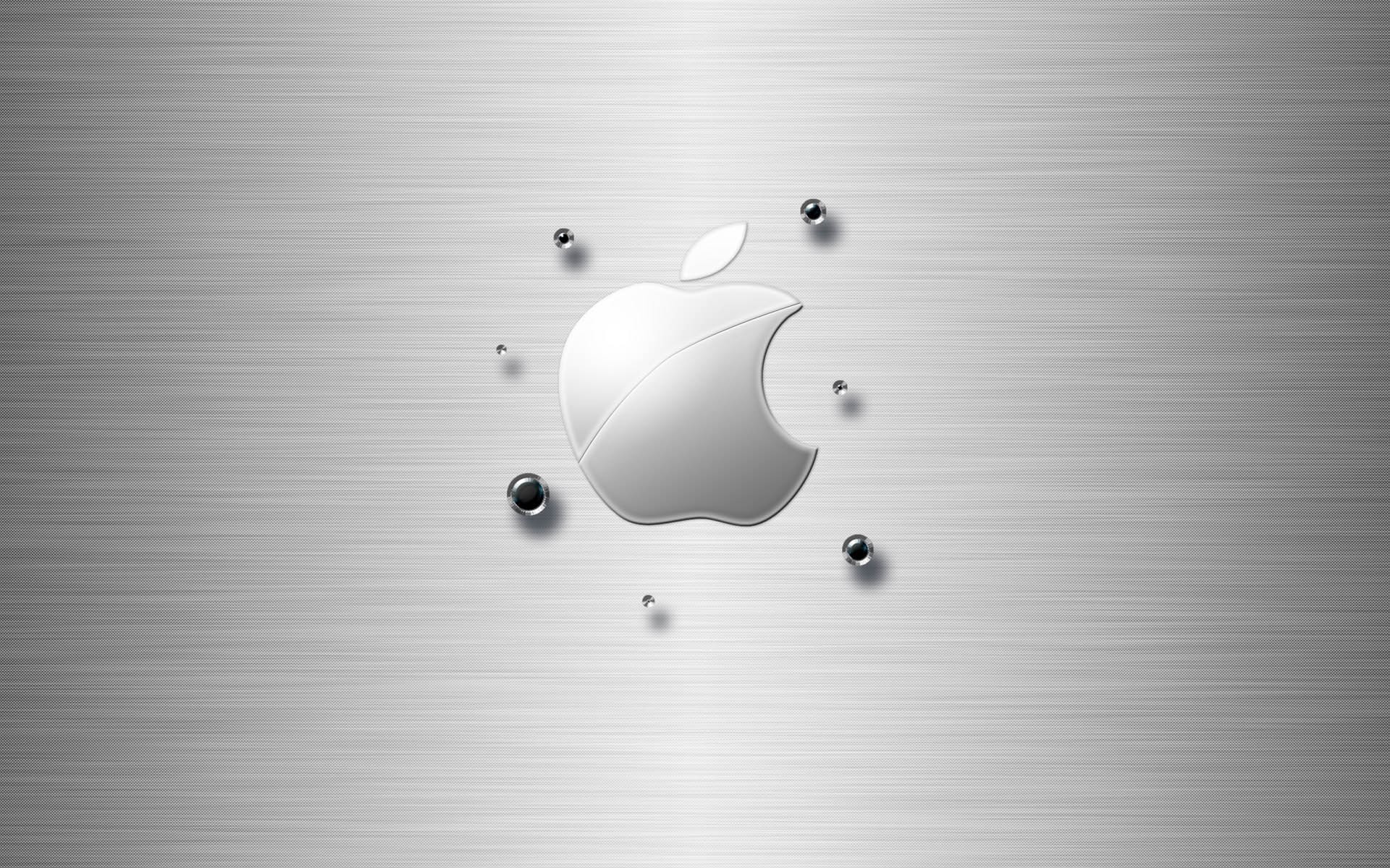 Logo Apple, Metallo spazzolato, Argento, 1920x1200, immagine di sfondo