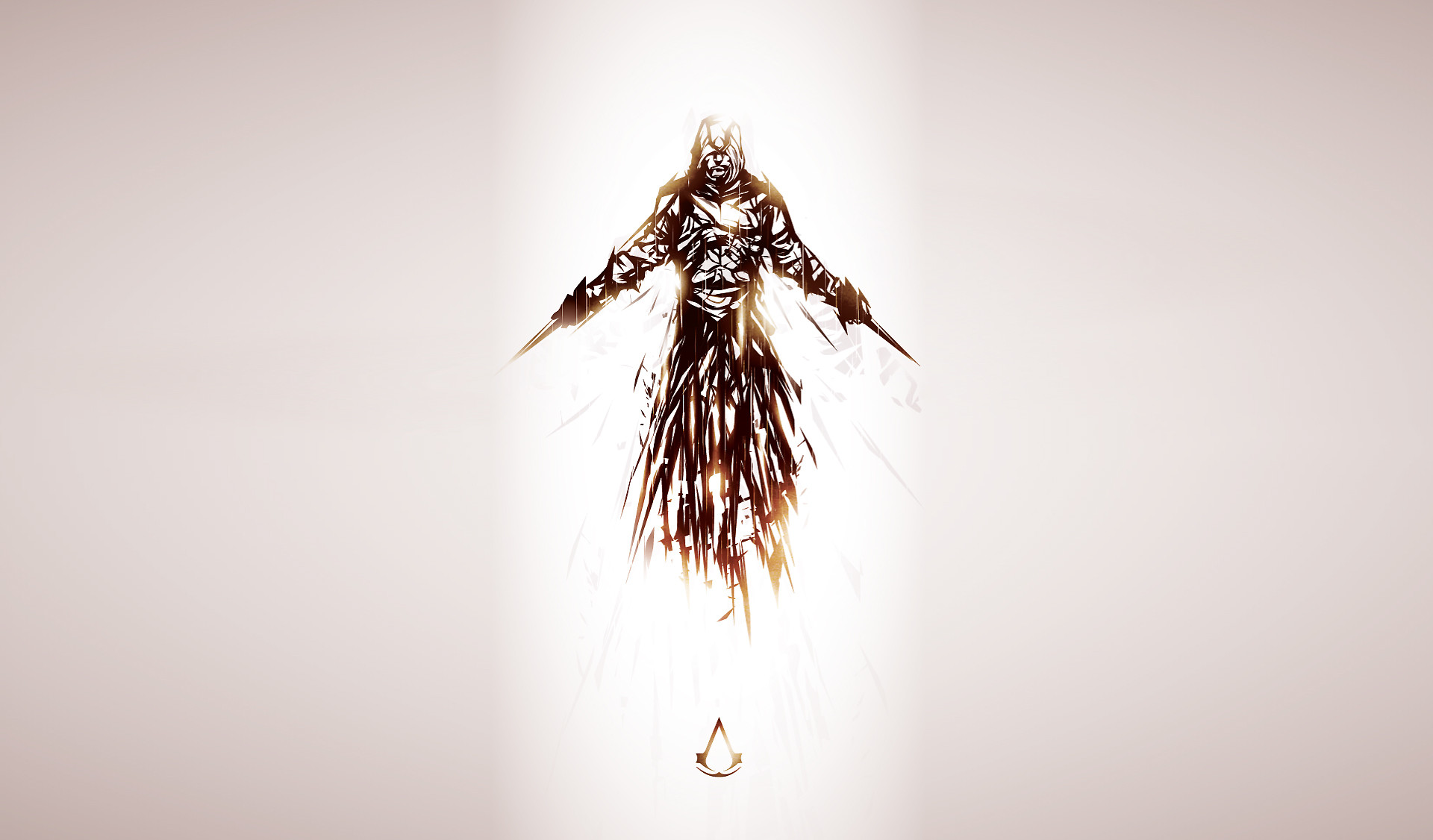 Assassin's Creed, Assassino, Minimalismo, Sfondo bianco, Salto della fede, wallpaper per portatile