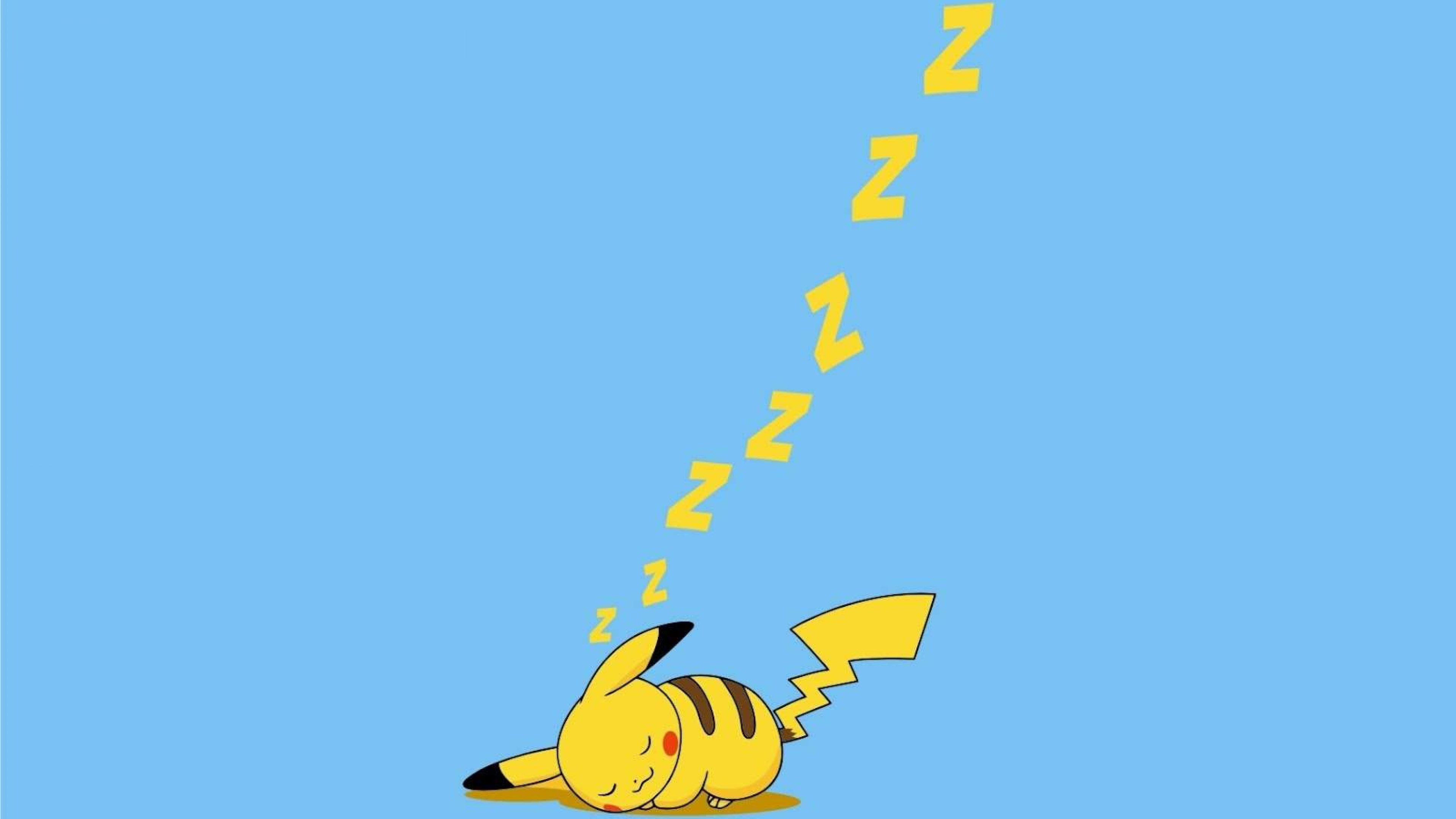 Pikachu, Pokémon, Sonno, Azzurro, Minimalismo, 3840x2160, immagine di sfondo