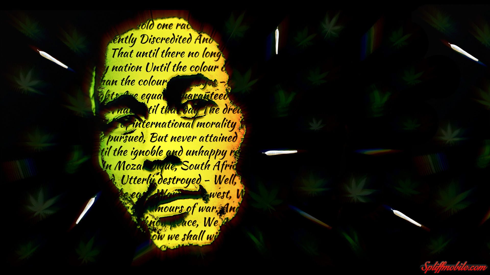 Bob Marley, War, Ritratto tipografico, Sfondo nero, Full HD, wallpaper per PC