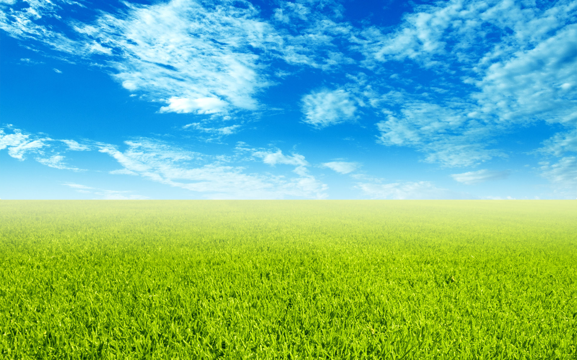 Prato, Cielo azzurro, Nuvole, Orizzonte, Full HD, wallpaper per PC