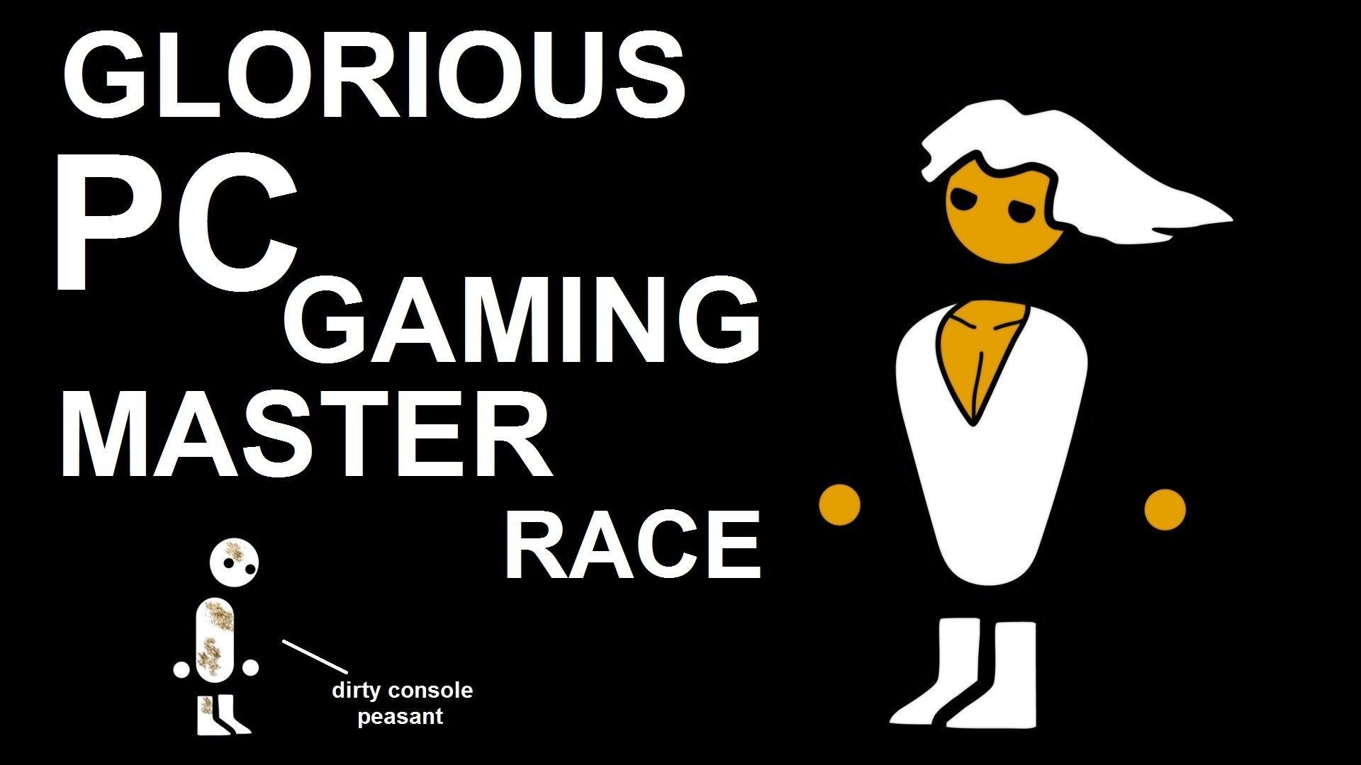 Glorious PC Gaming Master Race, Meme, Dirty console peasant, Sfondo nero, wallpaper desktop Full HD
