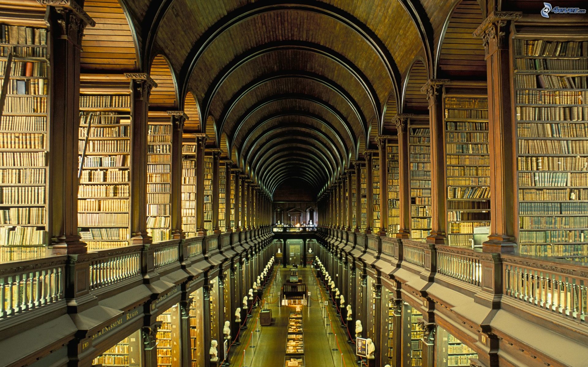 Long Room, Trinity College Dublin, Biblioteca, Dublino, Irlanda, sfondo desktop 1920x1200