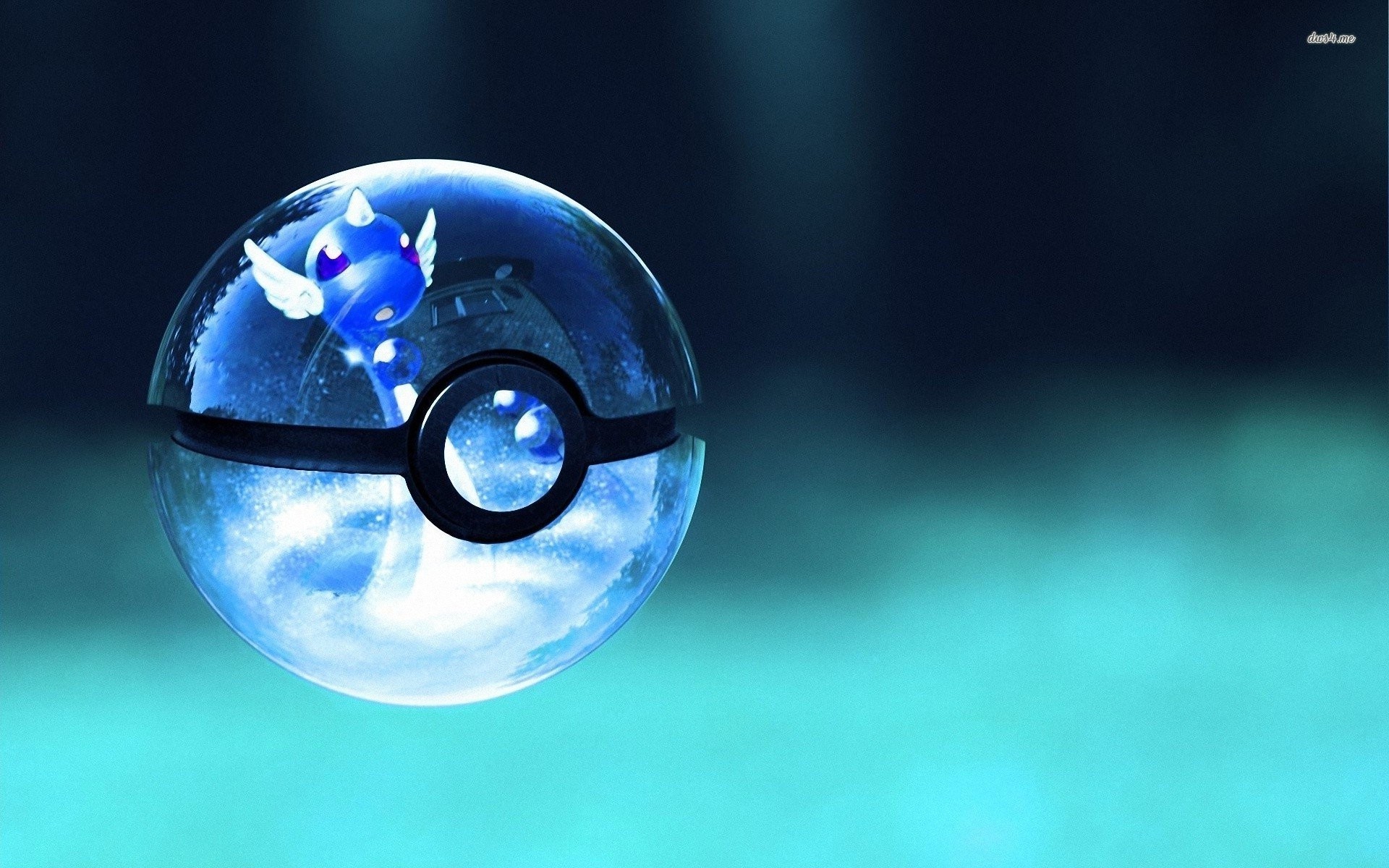 Poké Ball, Dratini, Pokémon, Sfera di vetro, Azzurro, 16:10 Full HD, sfondo widescreen