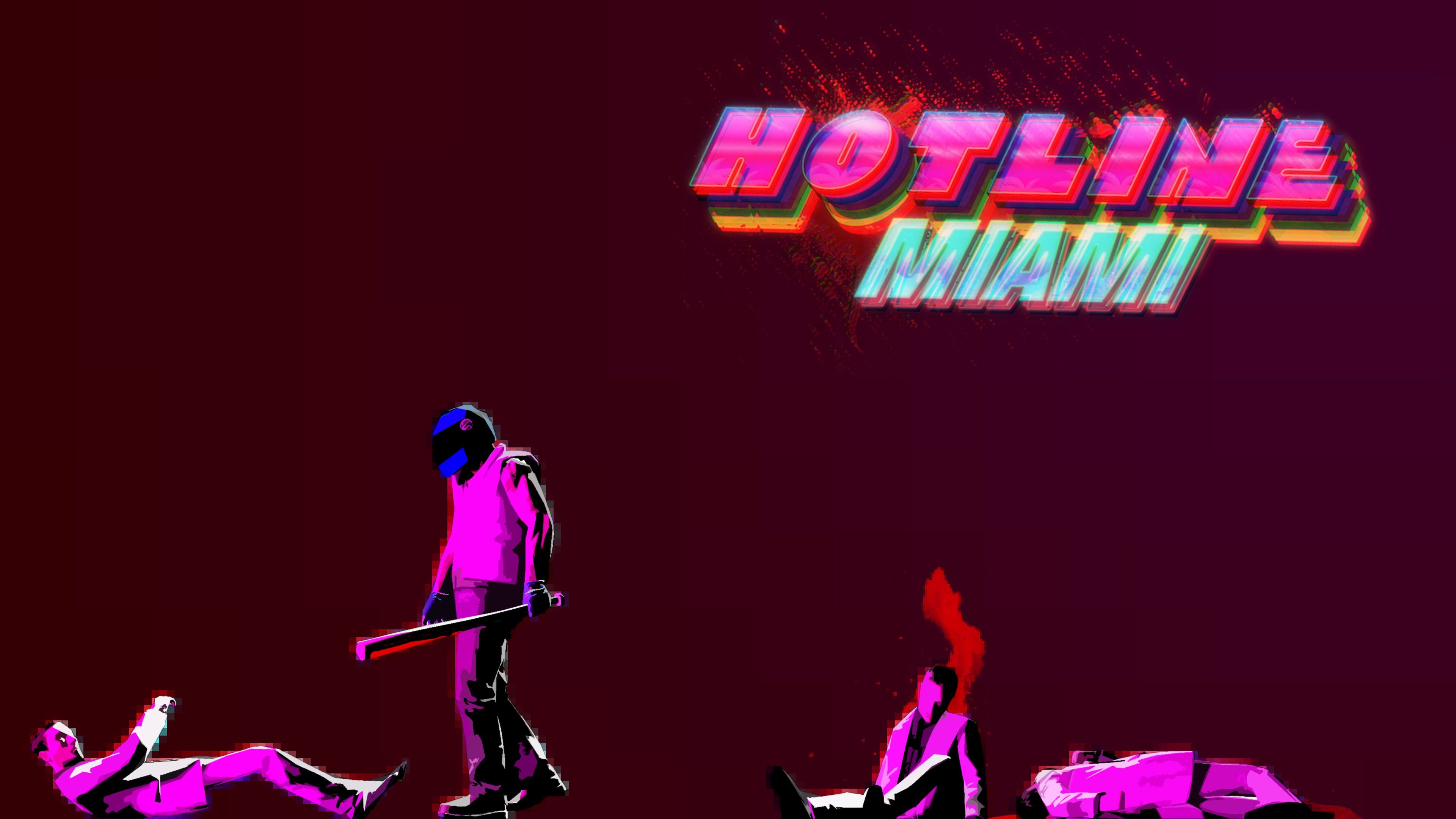 Hotline Miami, Logo, Biker, Pixel art, Notte, 3840x2160, immagine di sfondo