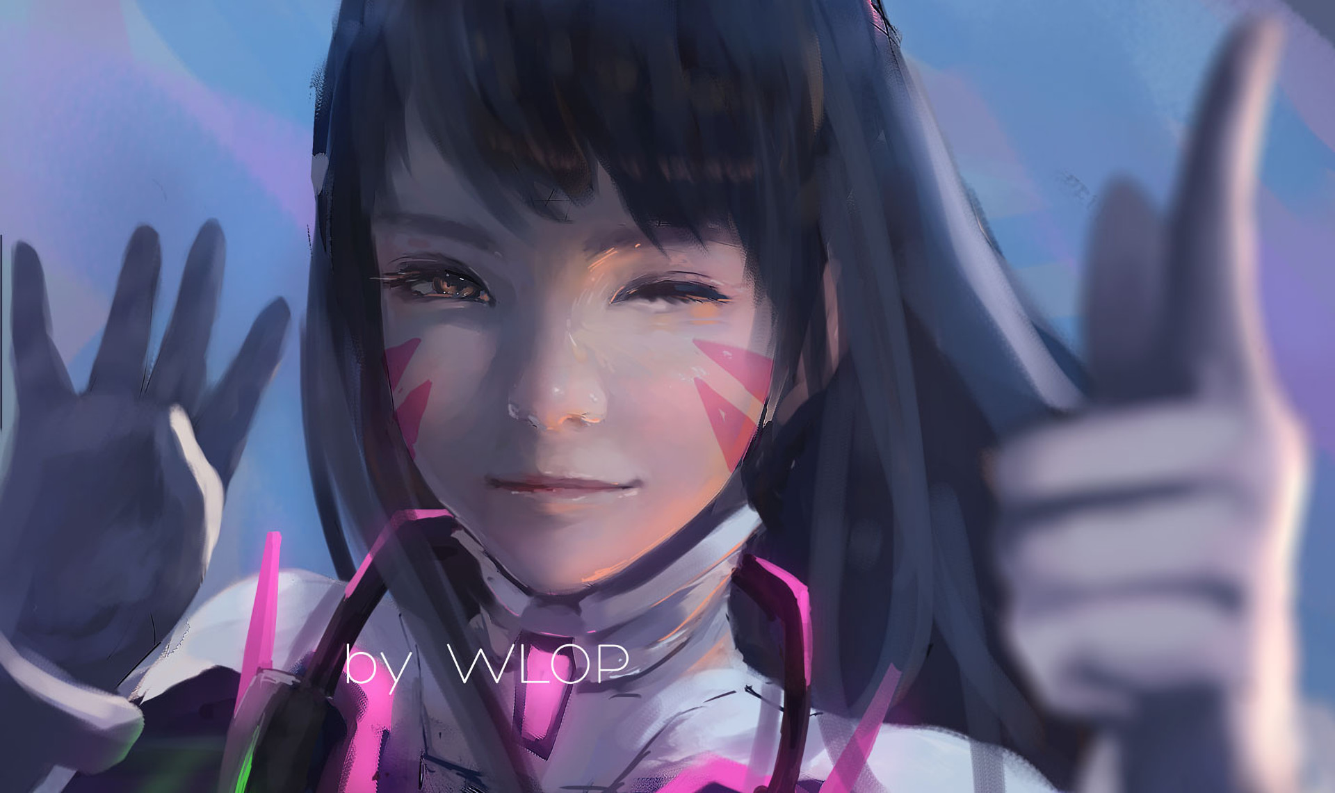 D.Va, Overwatch, WLOP, Pittura digitale, Full HD, sfondo Windows 11