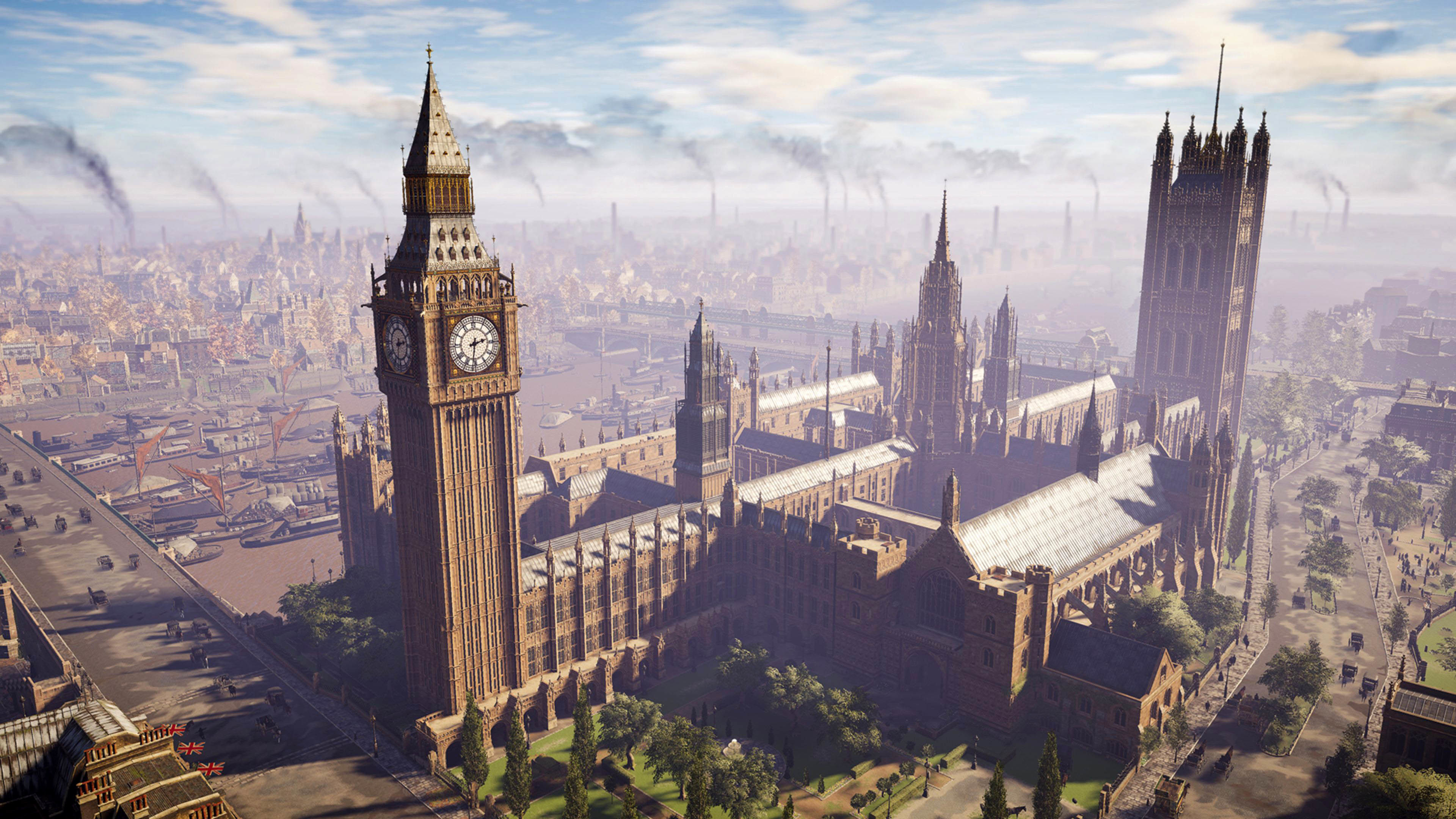 Assassin's Creed Syndicate, Palazzo di Westminster, Big Ben, Londra, Vista aerea, sfondo Ultra HD