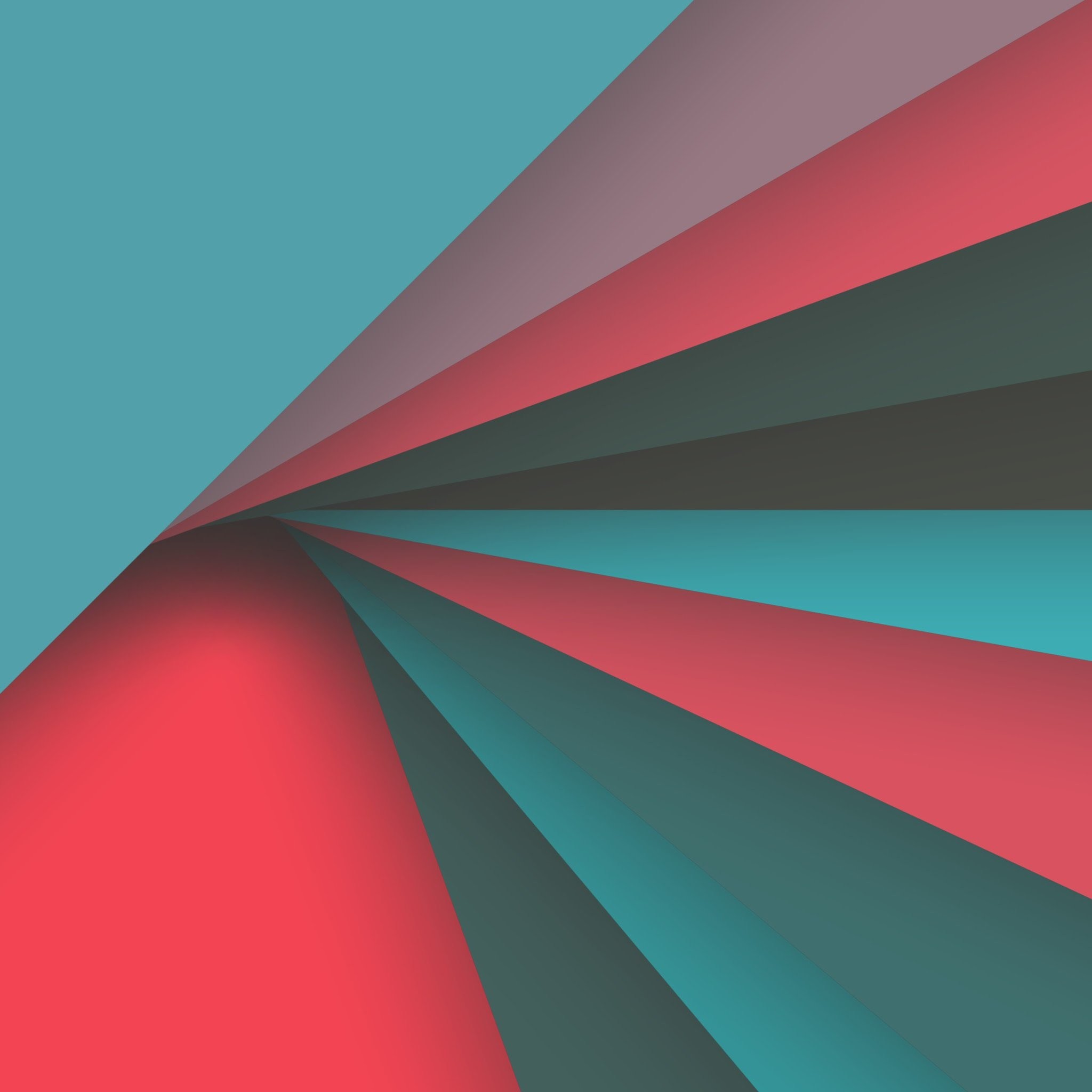 Material Design, Raggi, Rosso, Verde acqua, Ventaglio, sfondo per iPad e tablet