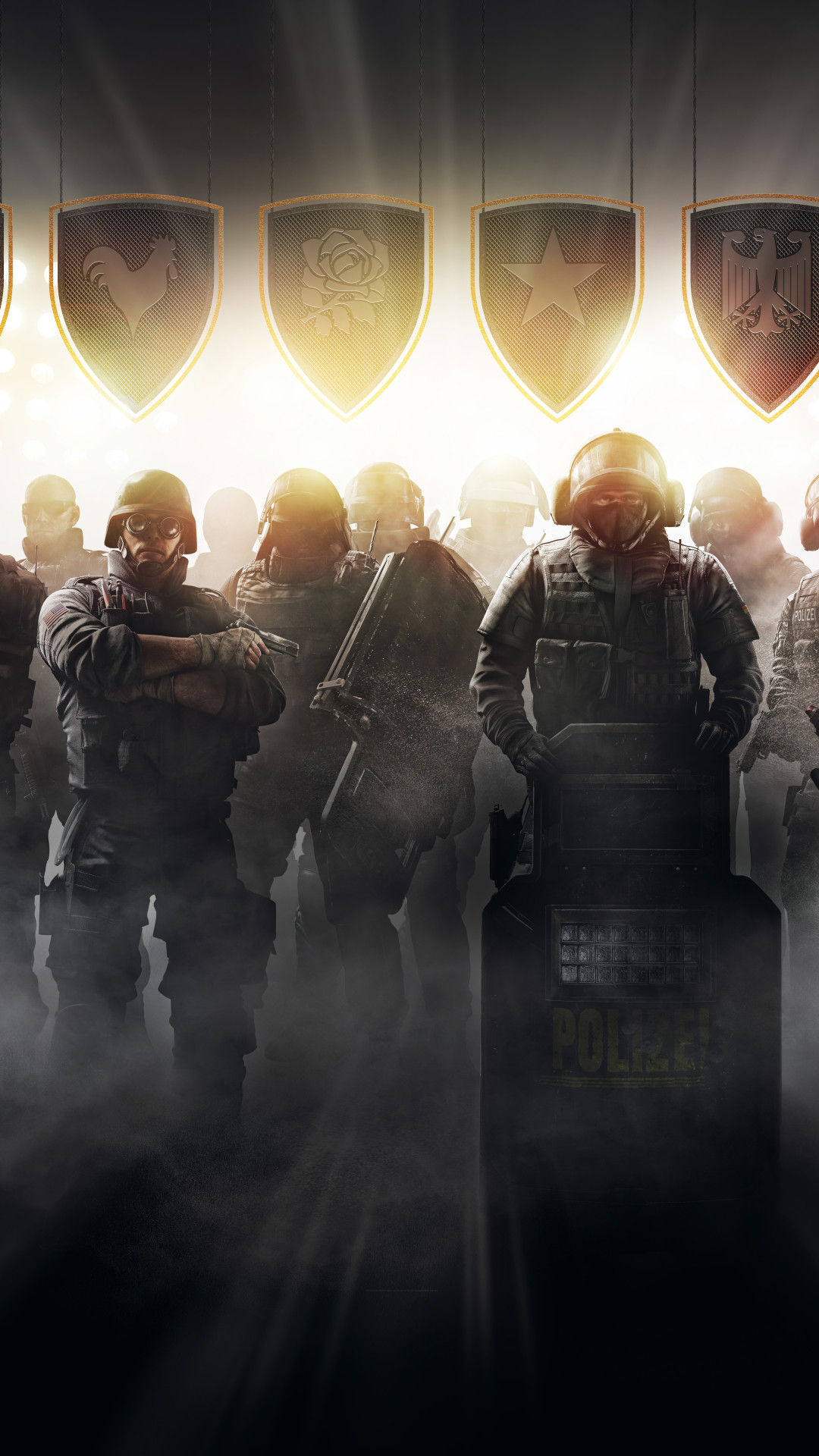 Tom Clancy's Rainbow Six Siege, Operatori, Stemmi, Nebbia, Full HD, wallpaper per smartphone