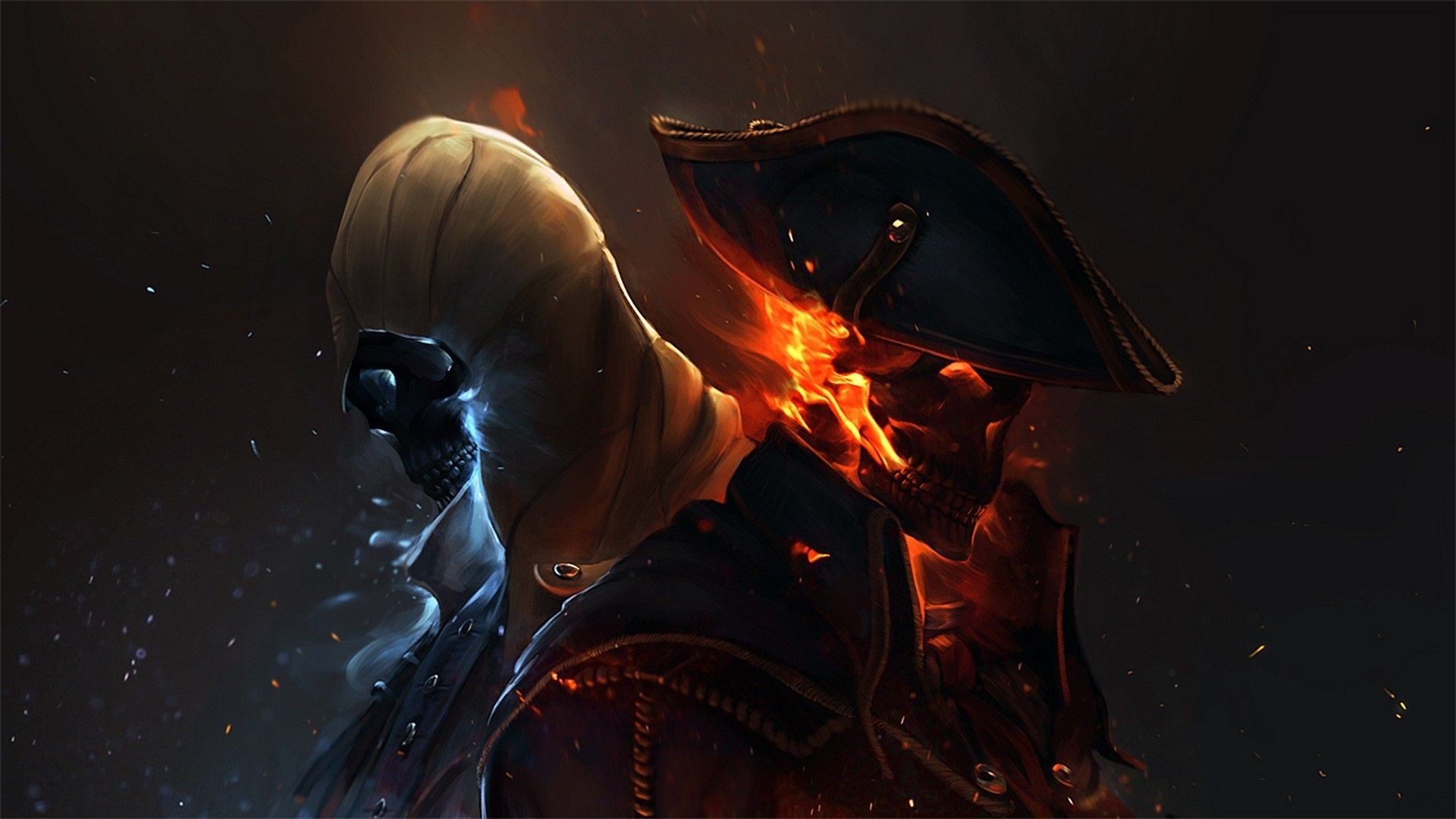 Assassin's Creed, Cappuccio, Tricorno, Fuoco, Arte digitale, 1920x1080, immagine di sfondo