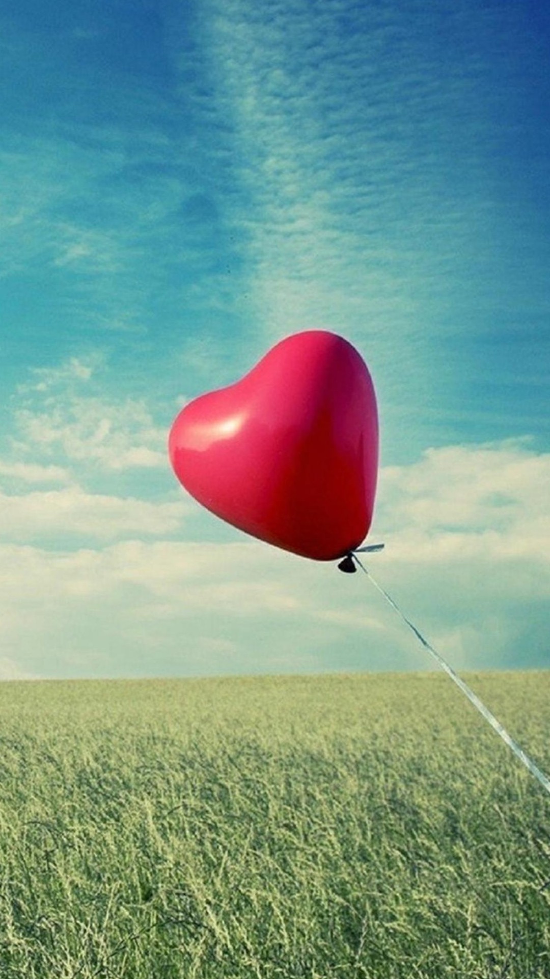 Palloncino a cuore, Prato, Cielo, Amore, immagine di sfondo LG G2