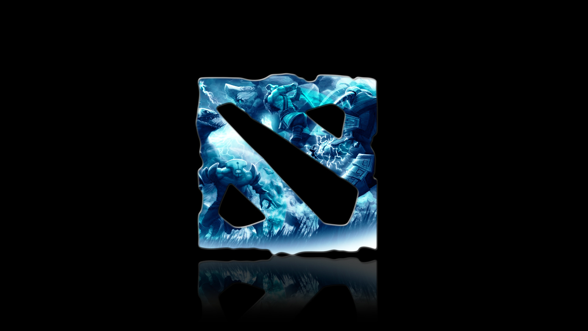 Dota 2, Logo, Ghiaccio, Sfondo nero, 1920x1080, wallpaper desktop