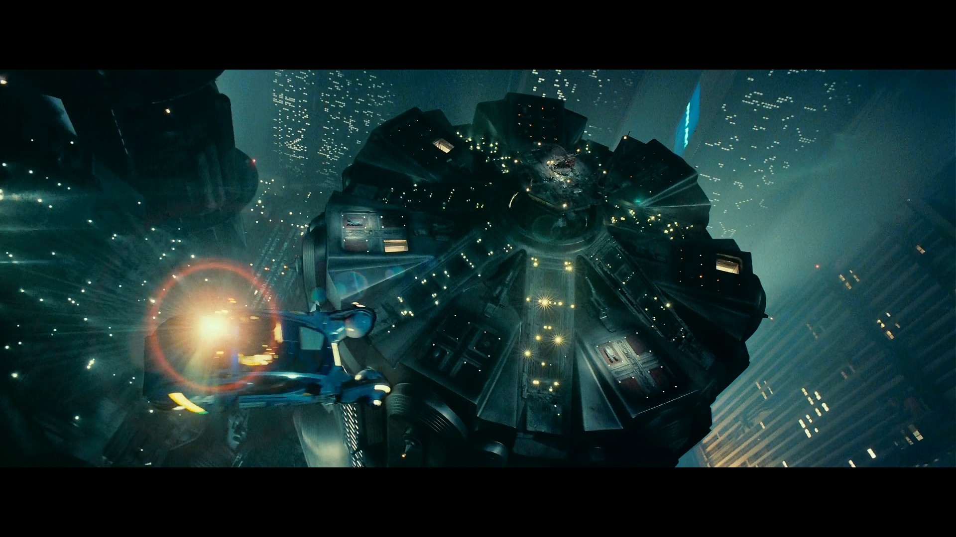 Blade Runner, Grattacieli, Vista dall'alto, Notte, Cyberpunk, 16:9 Full HD, sfondo widescreen
