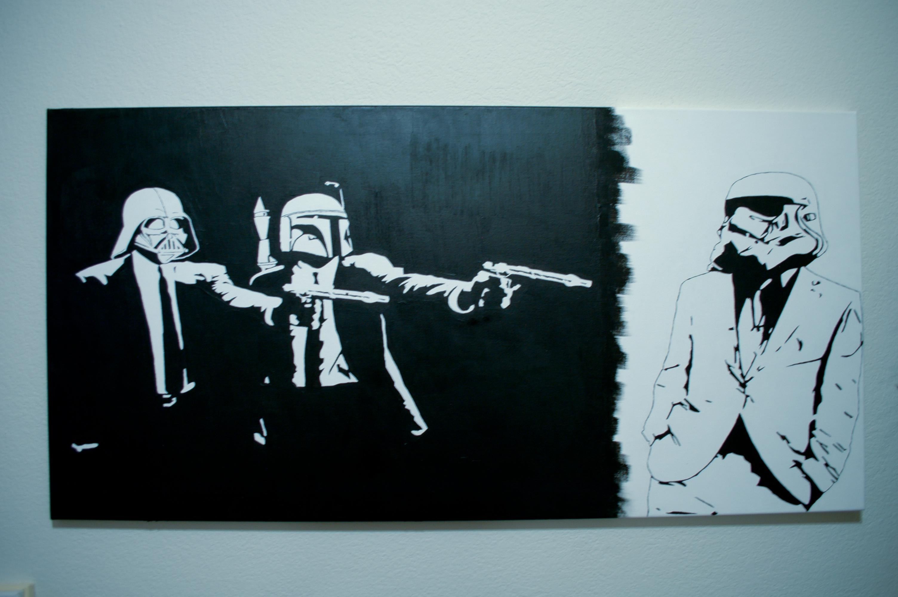 Pulp Fiction, Darth Vader, Boba Fett, Stormtrooper, Dipinto, 2K, sfondo per portatile