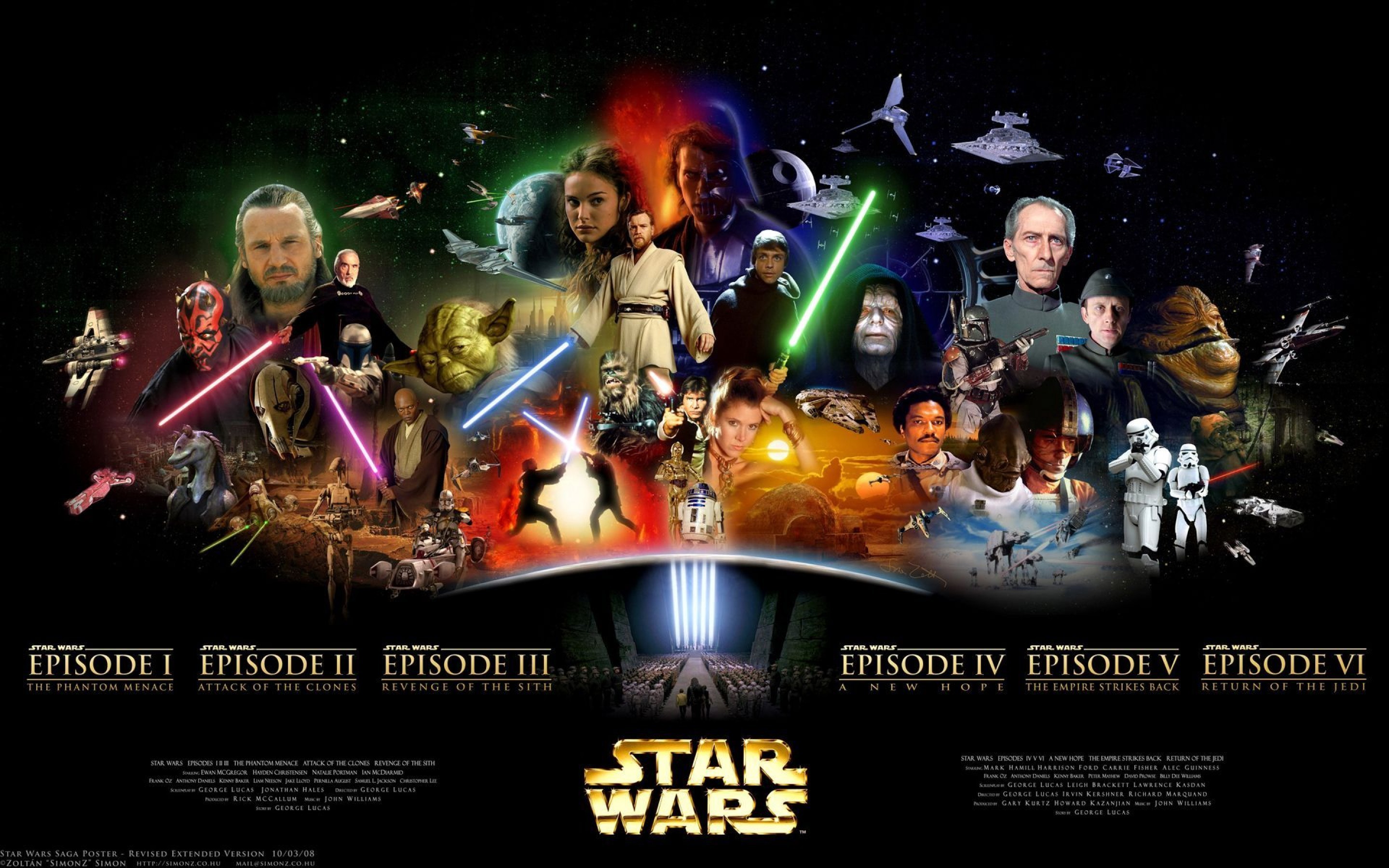 Star Wars, Episodi I-VI, Saga, Collage, Poster, 16:10 2K, wallpaper widescreen