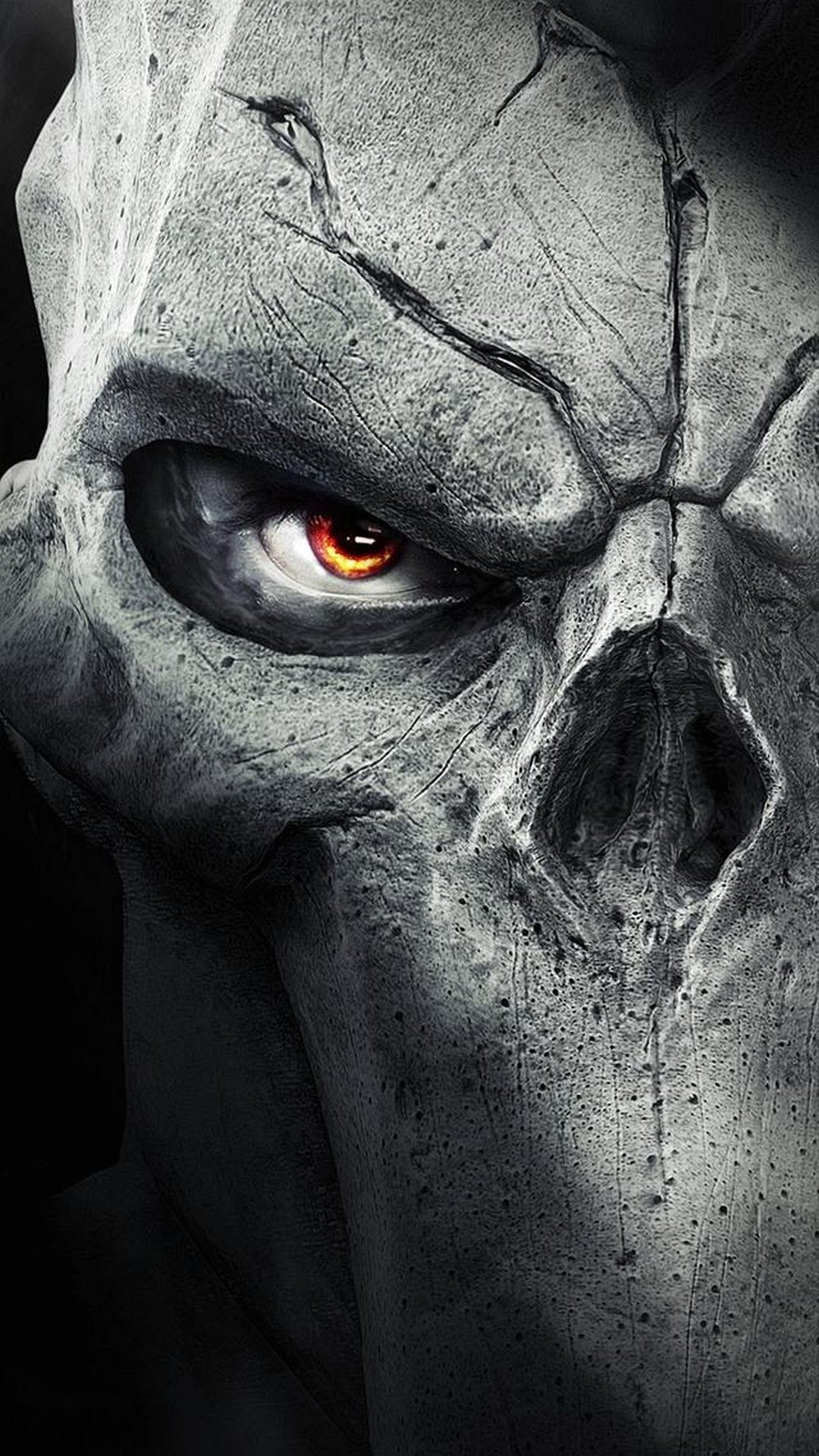 Death (Darksiders), Darksiders II, Maschera teschio, Bianco e nero, sfondo per smartphone