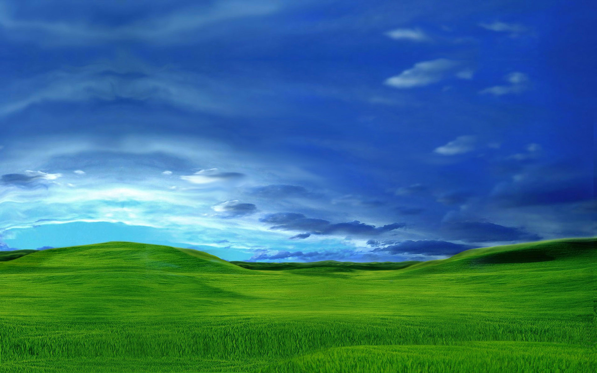 Bliss, Windows XP, Colline, Cielo blu, Nuvole, 1920x1200, sfondo per PC
