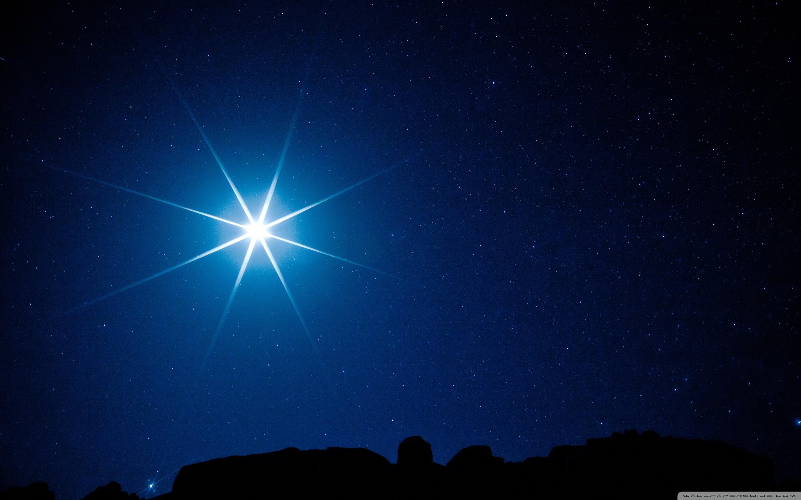 Stella luminosa, Notte, Blu, 2560x1600, sfondo MacBook Pro