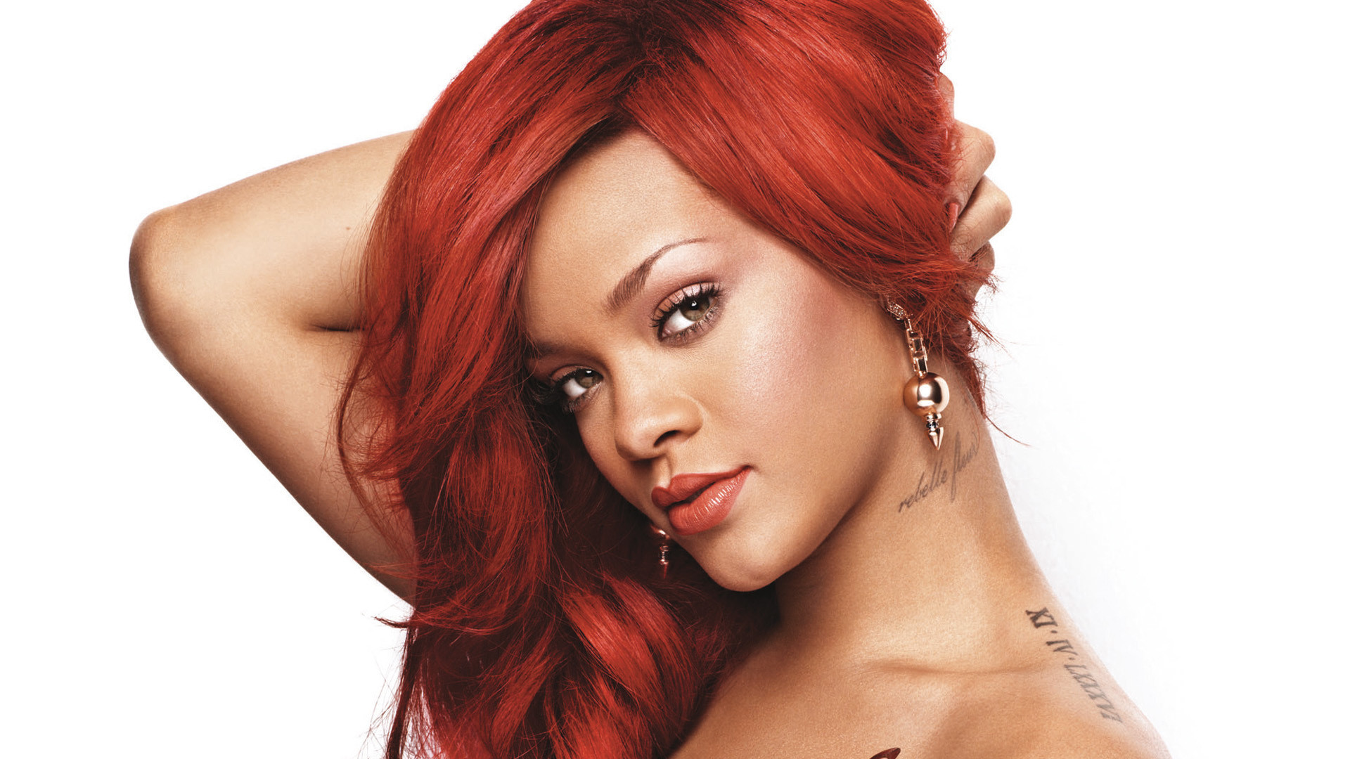 Rihanna, Capelli rossi, Ritratto, Sfondo bianco, 1920x1080, wallpaper desktop