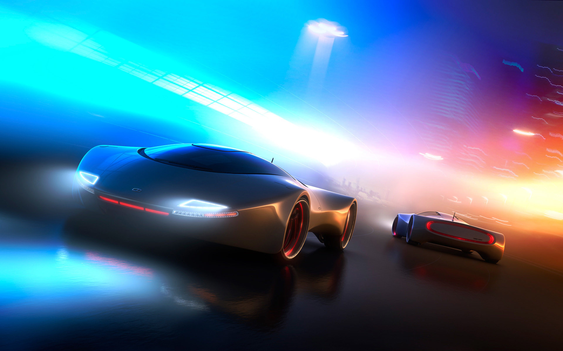 Auto futuristica, Concept car, Velocità, Scie di luce, 16:10 Full HD, wallpaper widescreen