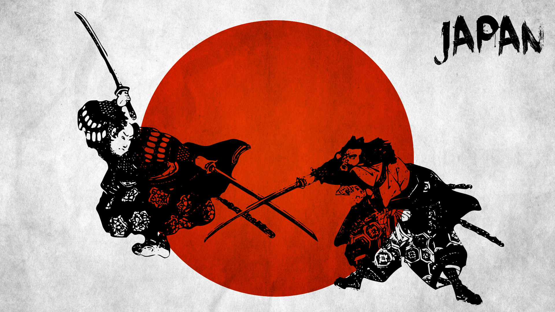 Samurai, Katane, Giappone, Sole rosso, Duello, Full HD 1080p, sfondo desktop