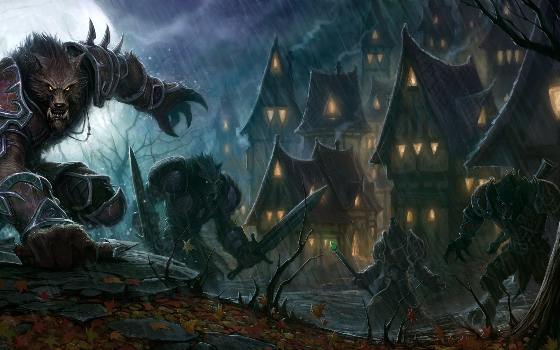 Worgen, World of Warcraft: Cataclysm, World of Warcraft, Lupo mannaro, Villaggio, sfondo desktop