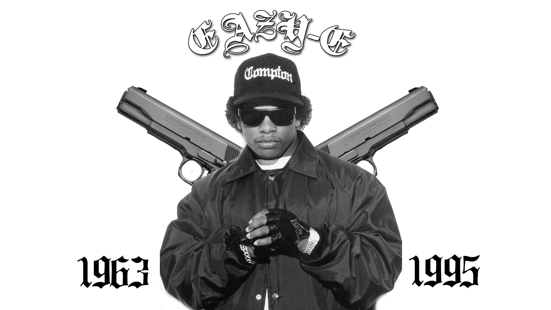 Eazy-E, 1963-1995, Pistole, Tributo, Compton, Full HD, sfondo per portatile