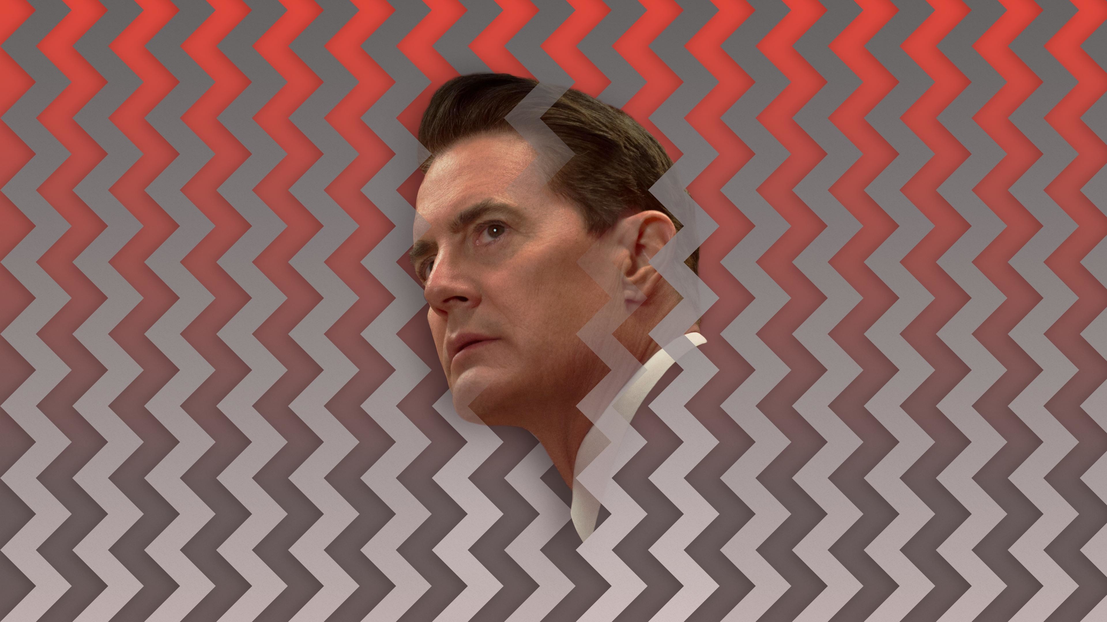 Dale Cooper, Kyle MacLachlan, Twin Peaks: Il ritorno, Motivo a zigzag, Rosso e grigio, sfondo Ultra HD