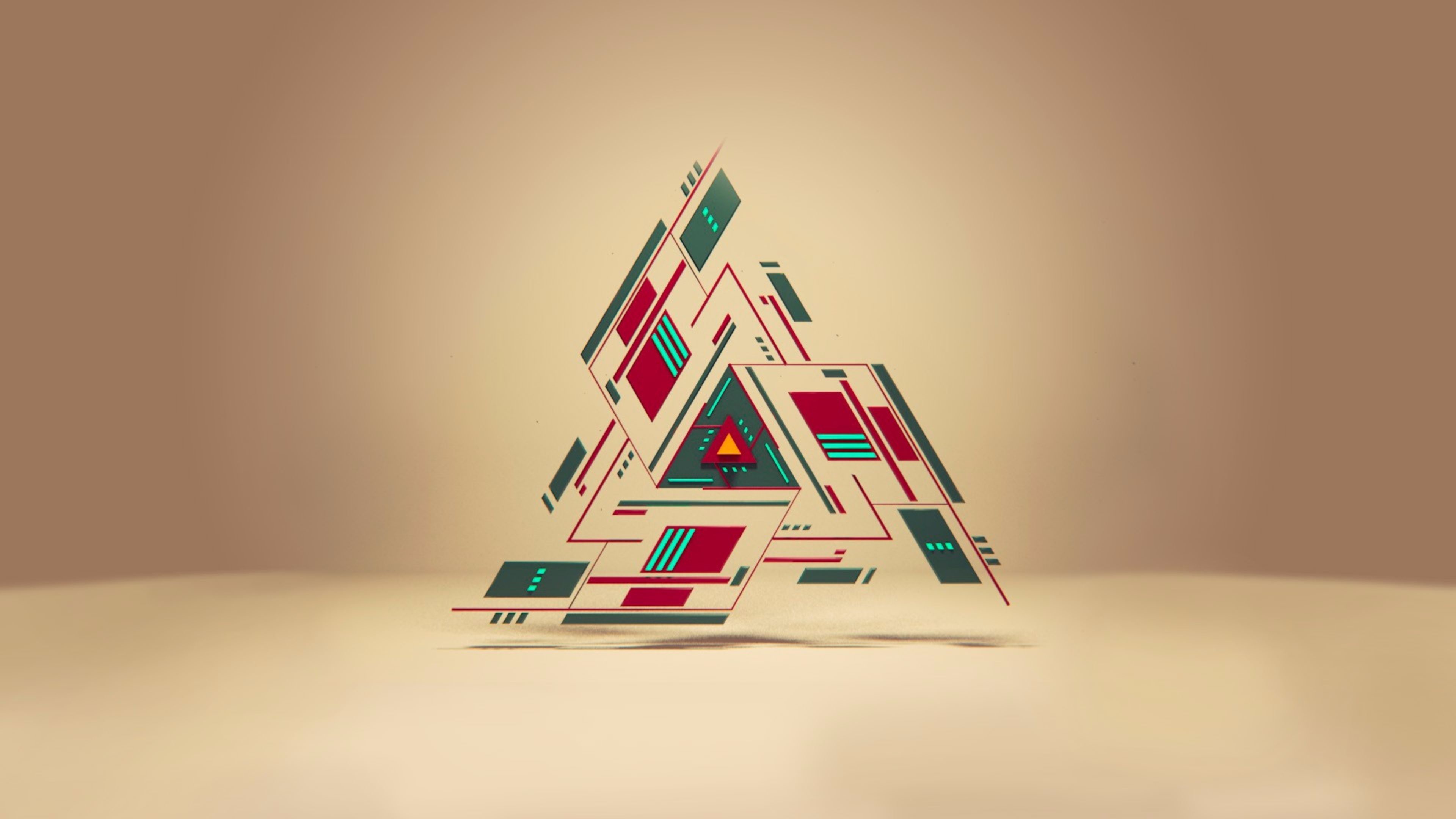 Triangolo, Arte geometrica, Astratto, Beige, 4K, sfondo Windows 11