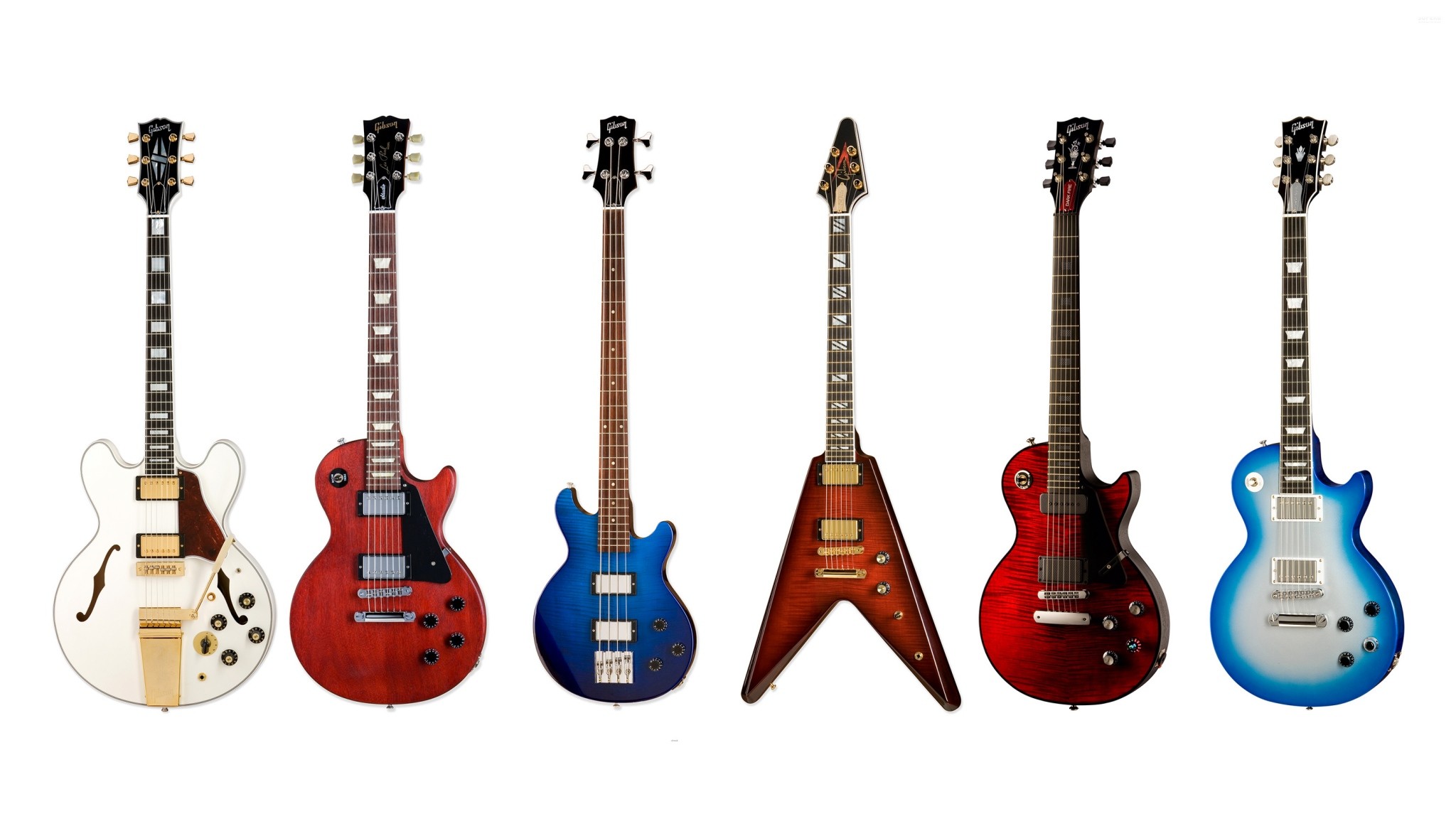 Gibson, Gibson Flying V, Gibson Les Paul, Chitarre elettriche, Sfondo bianco, wallpaper Full HD