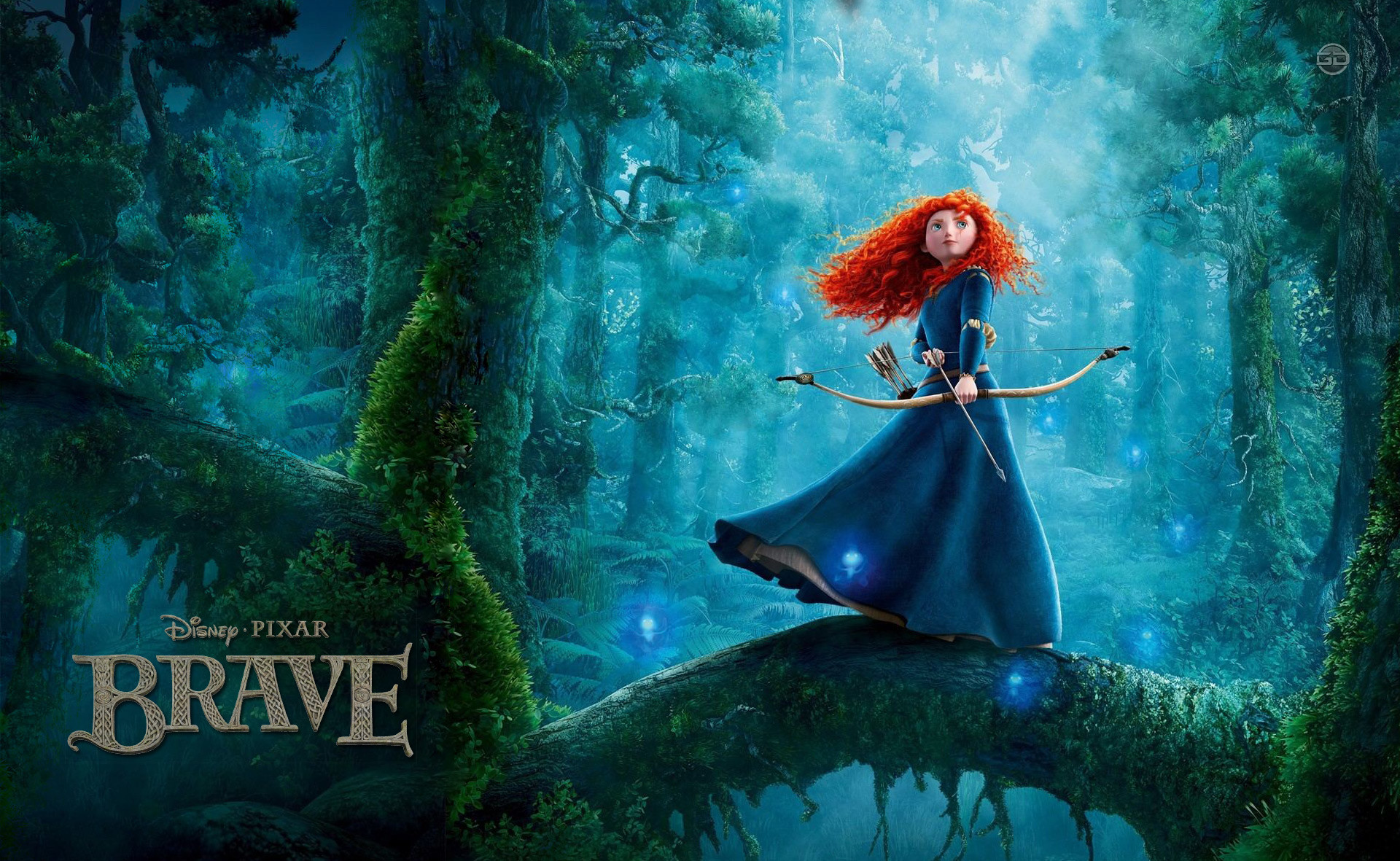 Merida, Ribelle - The Brave, Disney Pixar, Arco, Foresta, Full HD, sfondo Windows 11