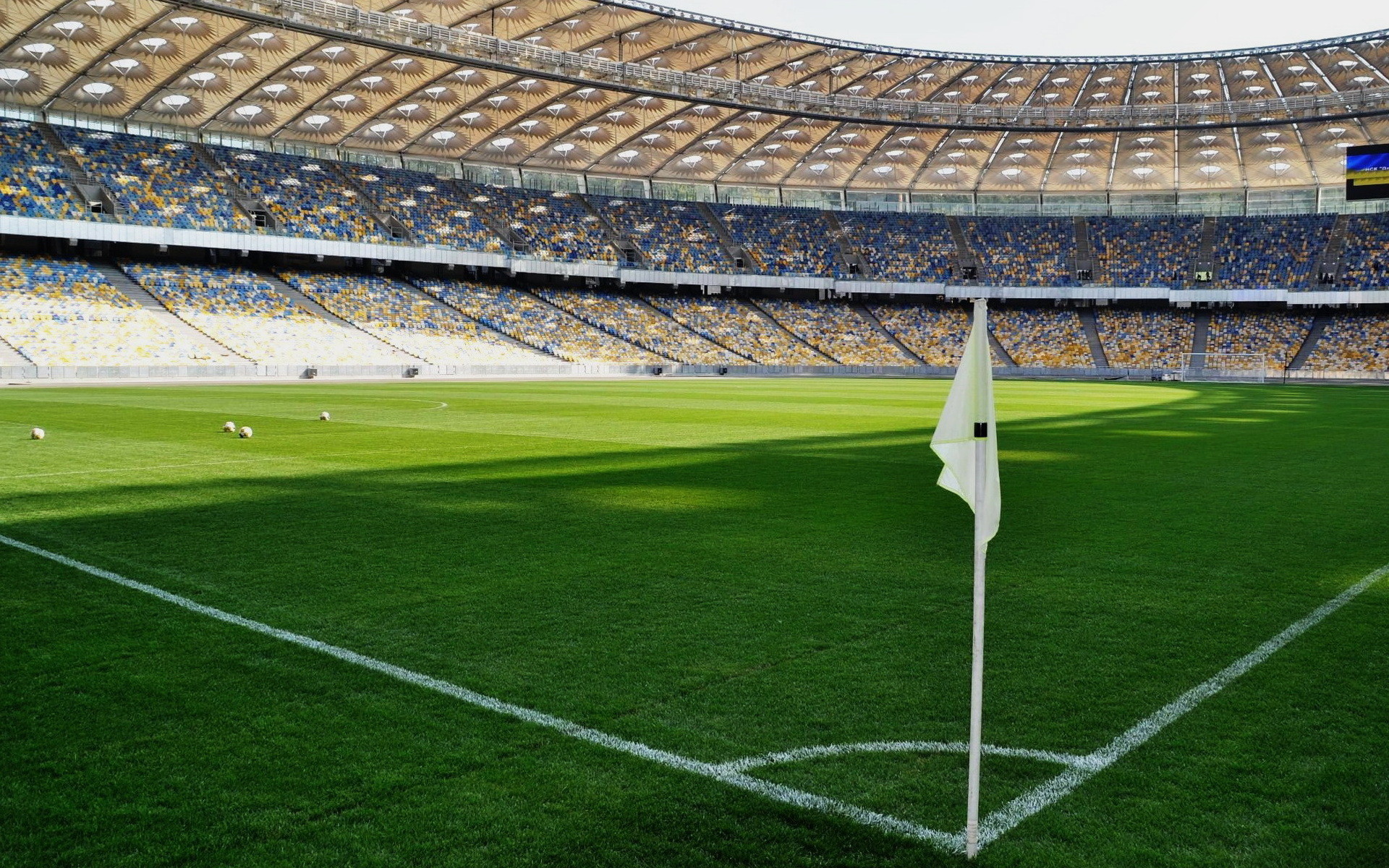 Stadio, Bandierina d'angolo, Campo, Tribune, Full HD, sfondo Windows 11