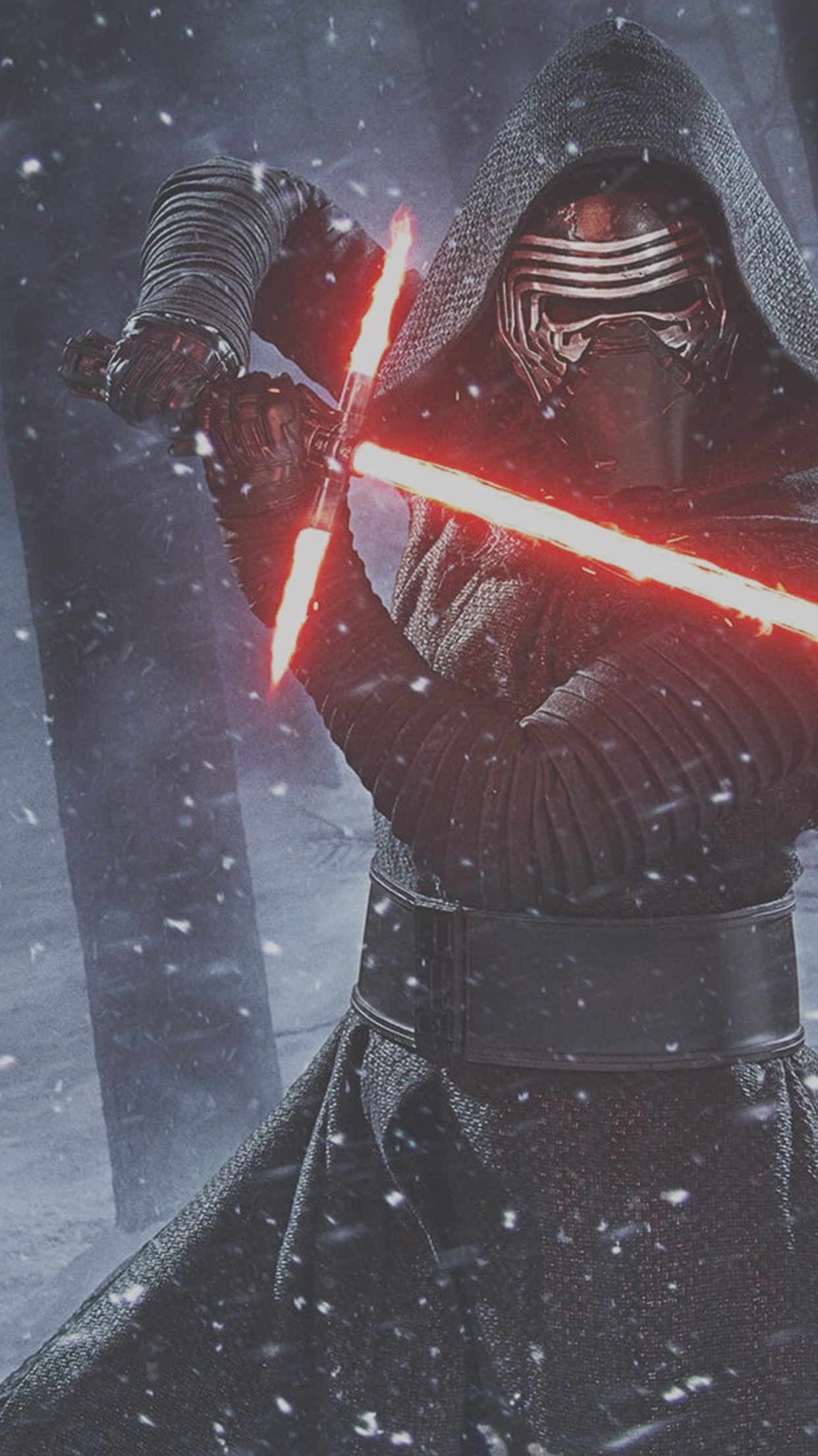 Kylo Ren, Star Wars, Spada laser, Neve, 1242x2208, schermata di blocco iPhone