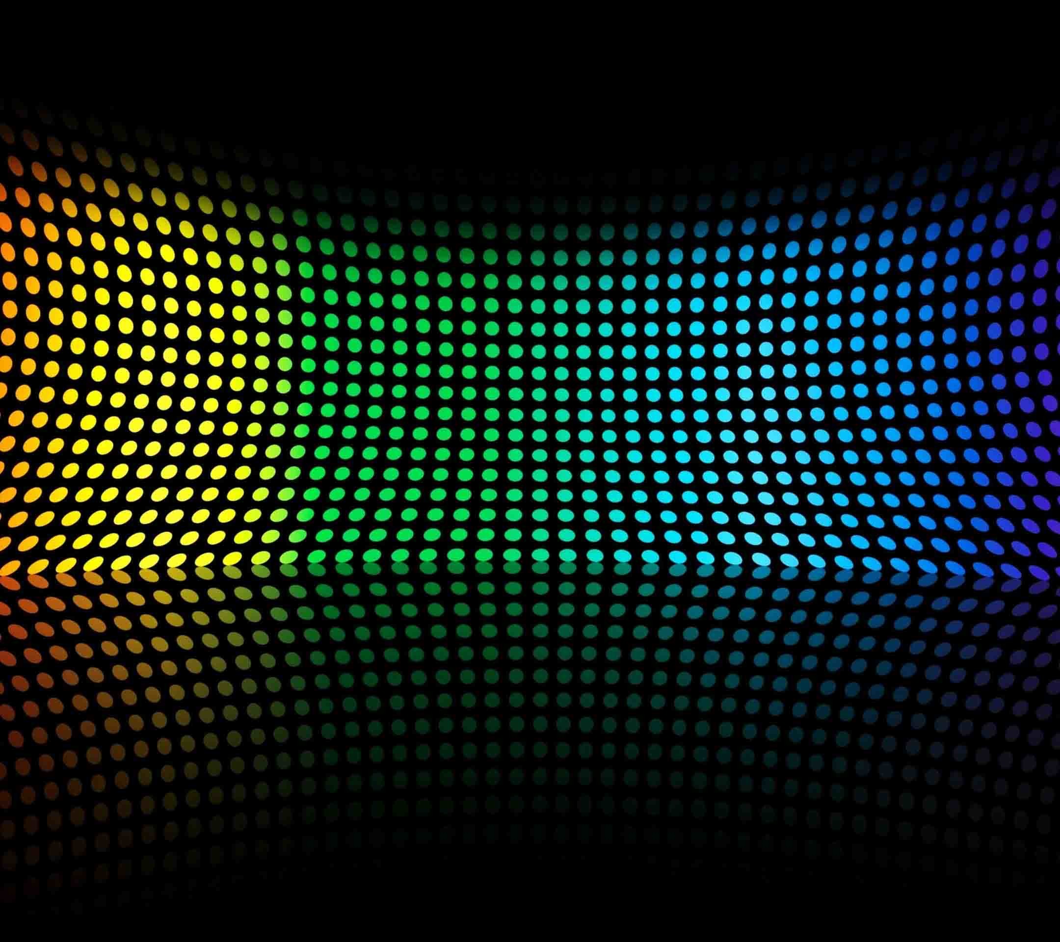 Punti colorati, Arcobaleno, Astratto, Sfondo nero, schermata di blocco Huawei P8
