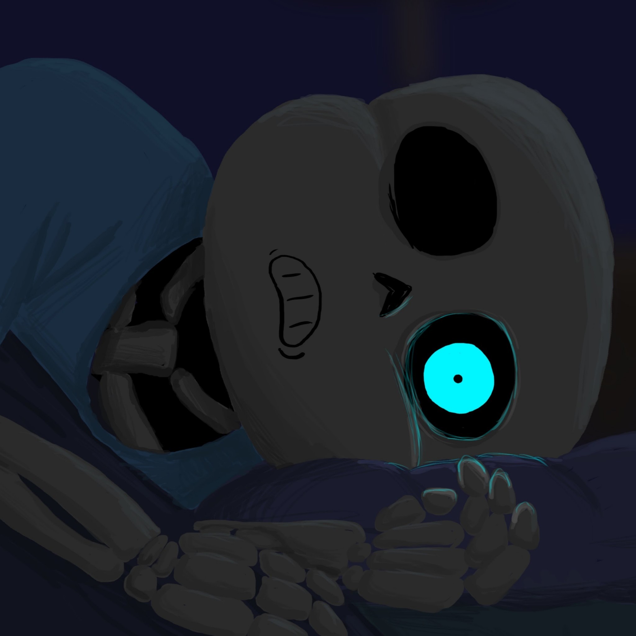 Sans, Undertale, Occhio blu, Buio, sfondo per iPad e tablet