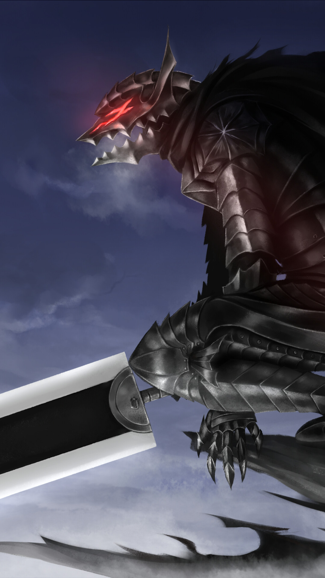 Gatsu, Armatura del Berserker, Berserk, Ammazzadraghi, Cielo, Full HD, sfondo verticale per cellulare