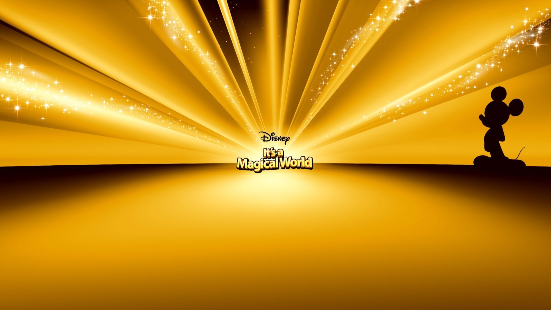 Topolino, It's a Magical World, Disney, Silhouette, Oro, Full HD, sfondo per PC e portatile
