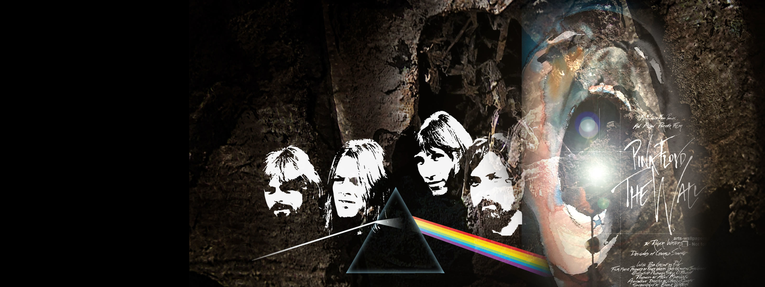 Pink Floyd, Membri della band, Prisma, The Wall, Collage, 2K, sfondo Windows 11