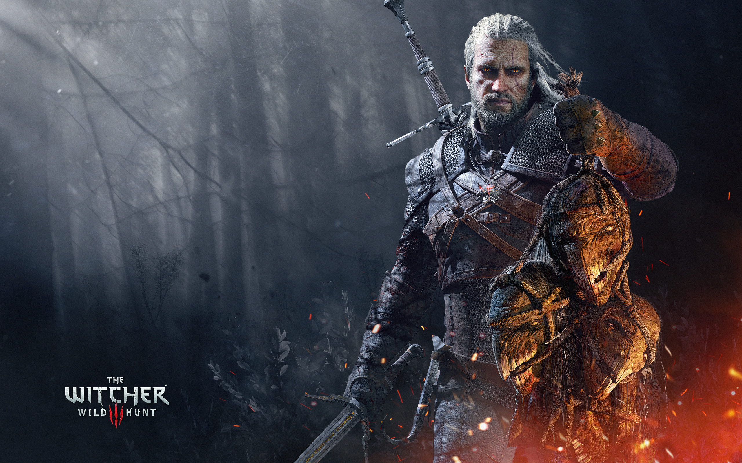 Geralt di Rivia, The Witcher 3: Wild Hunt, Foresta, Nebbia, 2K, sfondo desktop