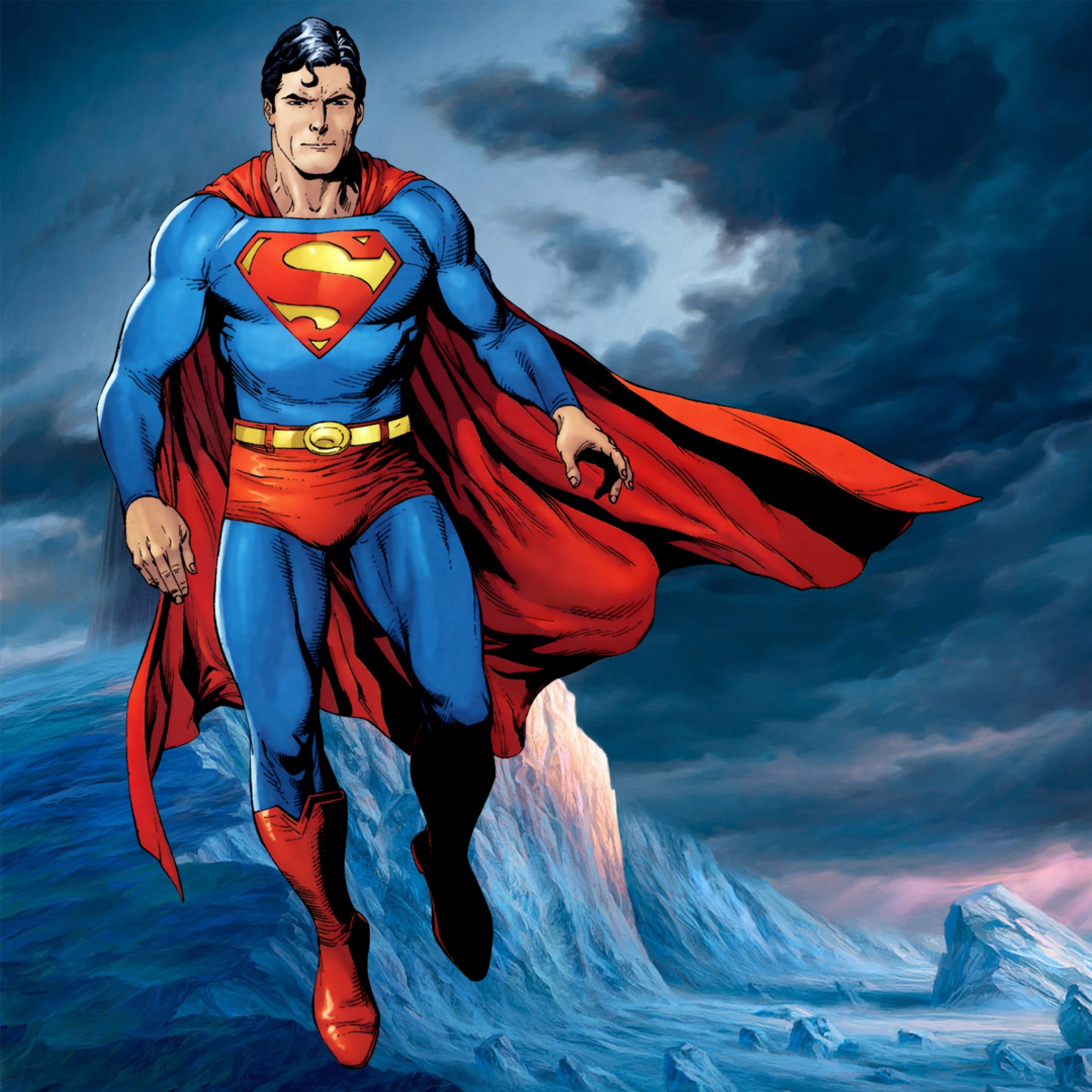 Superman, DC Comics, Volo, Ghiacci, Illustrazione, Full HD, sfondo per iPad e tablet