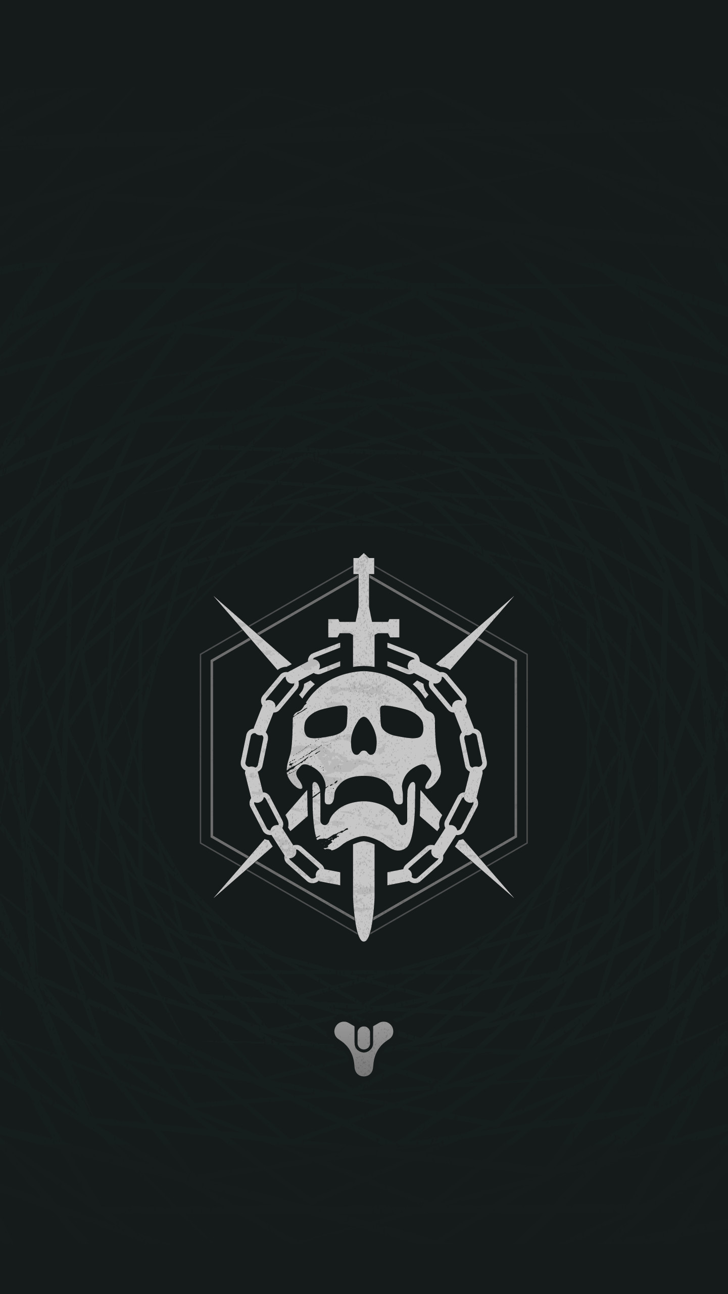 Destiny, Emblema raid, Teschio, Minimalista, QHD+, sfondo per smartphone
