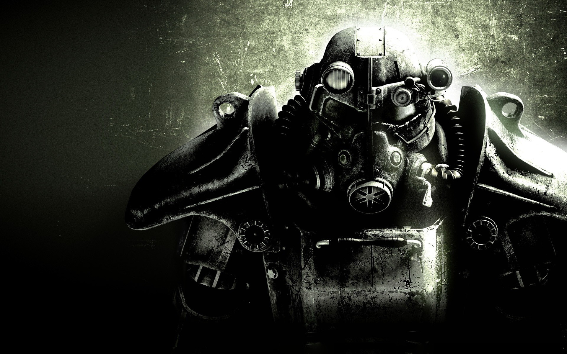 Fallout 3, Armatura atomica, Bianco e nero, 1920x1200, sfondo per PC