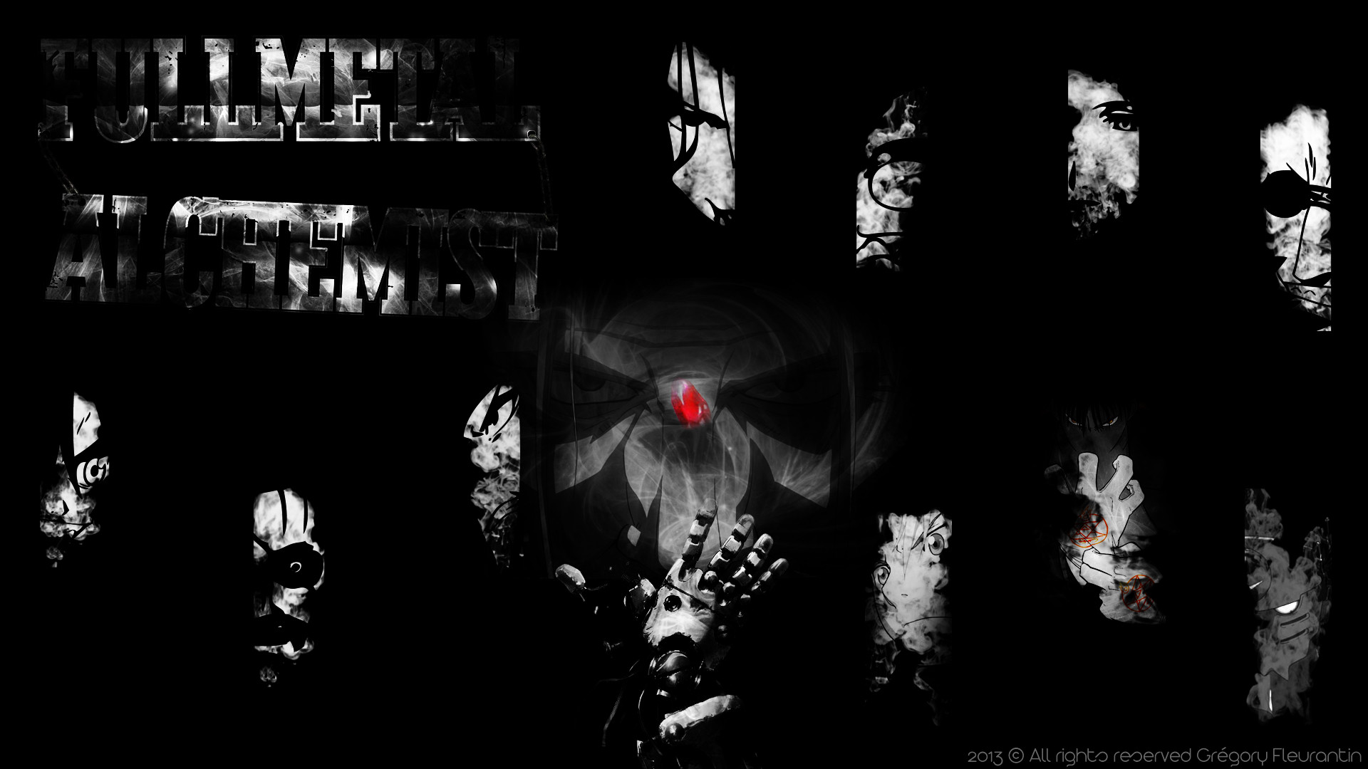 Fullmetal Alchemist, Logo, Collage, Sfondo nero, Full HD, wallpaper per portatile