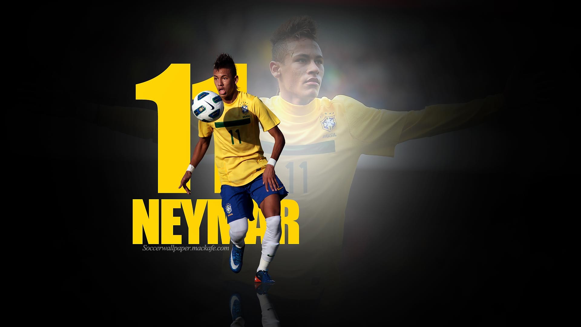 Neymar, Nazionale brasiliana, Numero 11, Sfondo nero, Full HD, wallpaper per PC